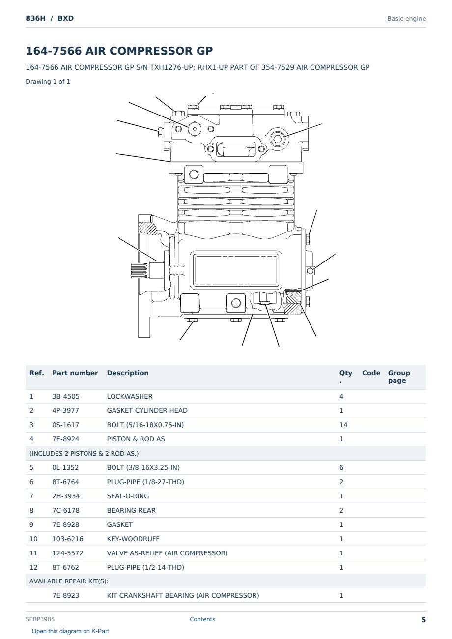 Caterpillar 836H S/N BXD Partsbook SEBP3905 (English) - sample page 5 of 10 Caterpillar 836H S/N BXD Partsbook SEBP3905 (English) - sample page 5 of 10
