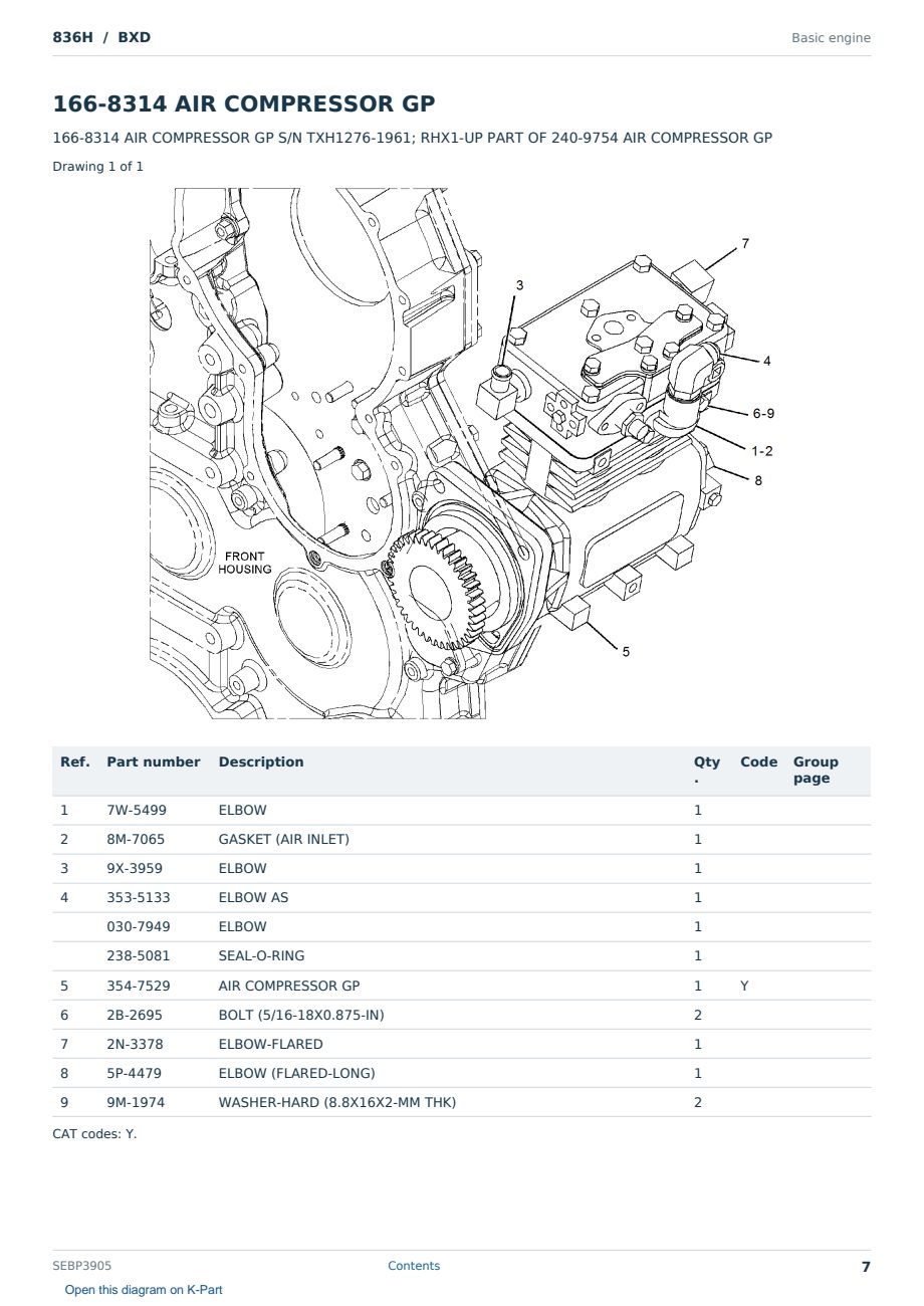 Caterpillar 836H S/N BXD Partsbook SEBP3905 (English) - sample page 7 of 10 Caterpillar 836H S/N BXD Partsbook SEBP3905 (English) - sample page 7 of 10