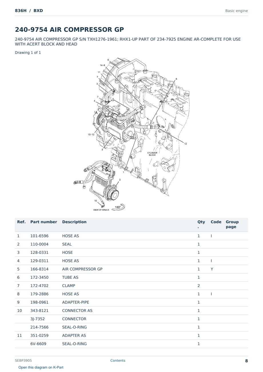 Caterpillar 836H S/N BXD Partsbook SEBP3905 (English) - sample page 8 of 10 Caterpillar 836H S/N BXD Partsbook SEBP3905 (English) - sample page 8 of 10