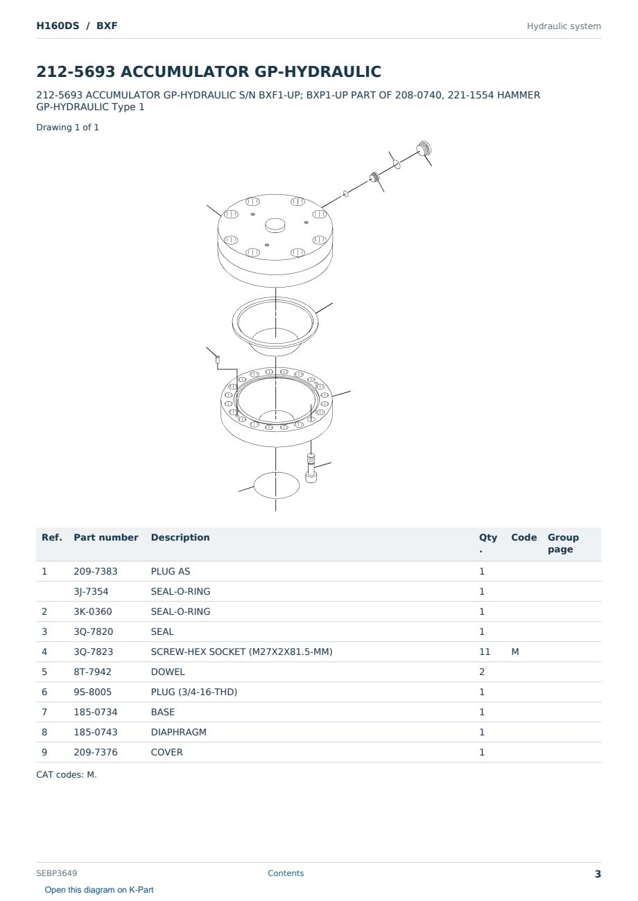 Caterpillar H160DS S/N BXF Partsbook SEBP3649 (English) - sample page 3 of 10 Caterpillar H160DS S/N BXF Partsbook SEBP3649 (English) - sample page 3 of 10