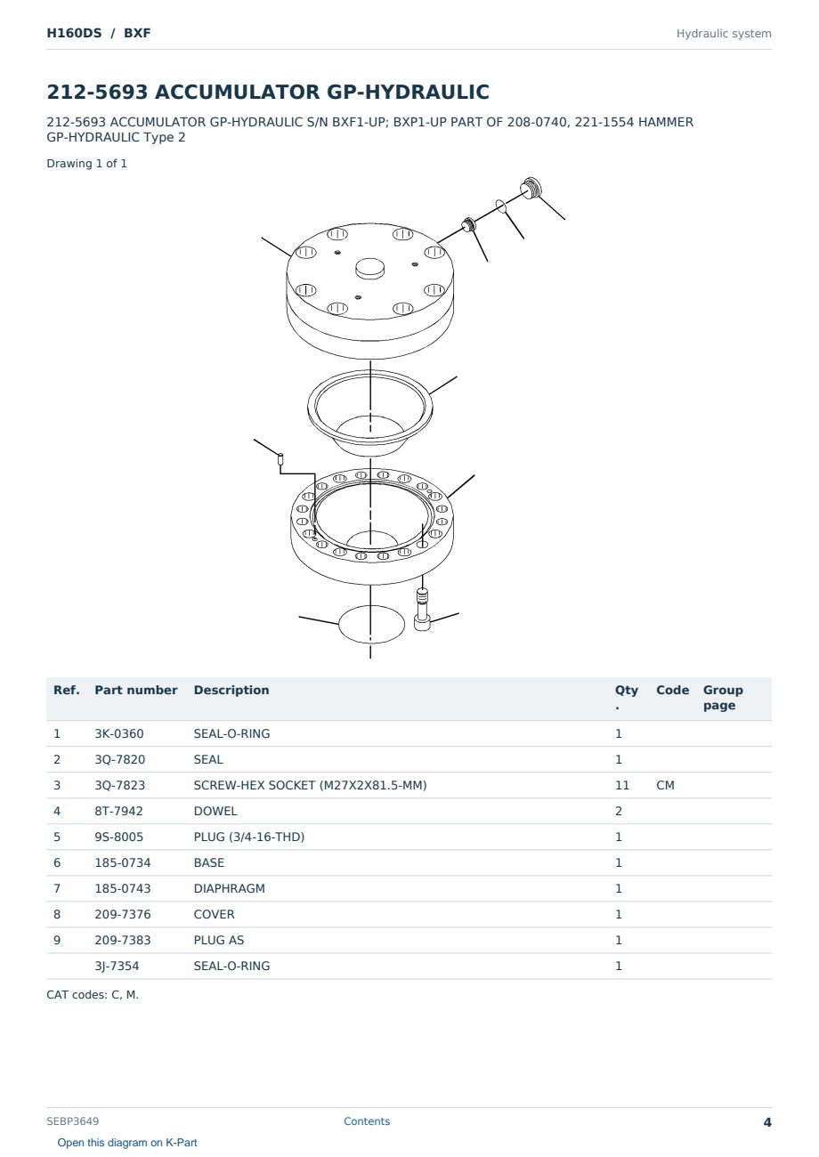 Caterpillar H160DS S/N BXF Partsbook SEBP3649 (English) - sample page 4 of 10 Caterpillar H160DS S/N BXF Partsbook SEBP3649 (English) - sample page 4 of 10
