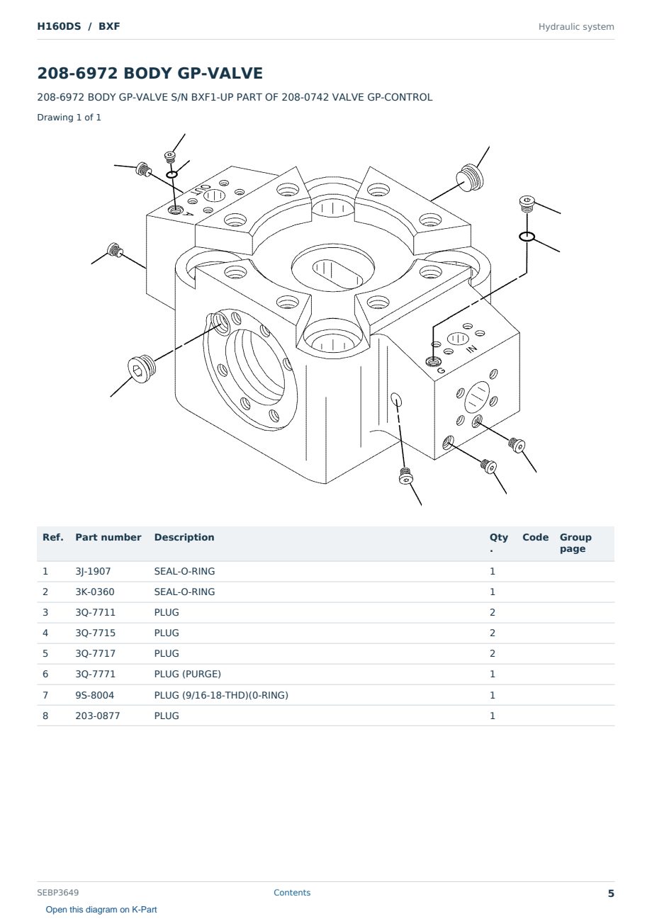 Caterpillar H160DS S/N BXF Partsbook SEBP3649 (English) - sample page 5 of 10 Caterpillar H160DS S/N BXF Partsbook SEBP3649 (English) - sample page 5 of 10