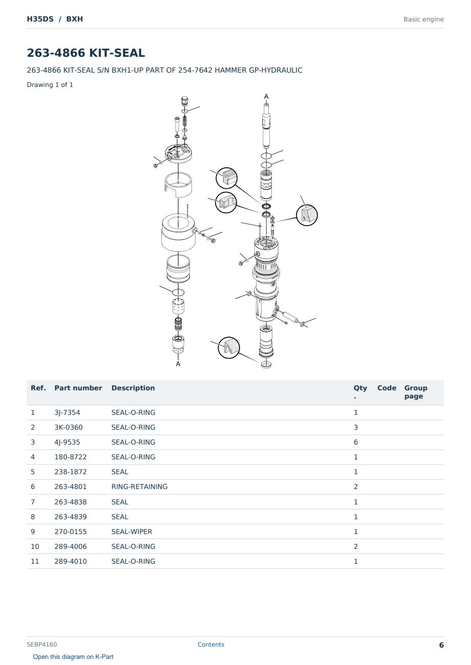 Caterpillar H35DS S/N BXH Partsbook SEBP4160 (English) - sample page 6 of 10 Caterpillar H35DS S/N BXH Partsbook SEBP4160 (English) - sample page 6 of 10