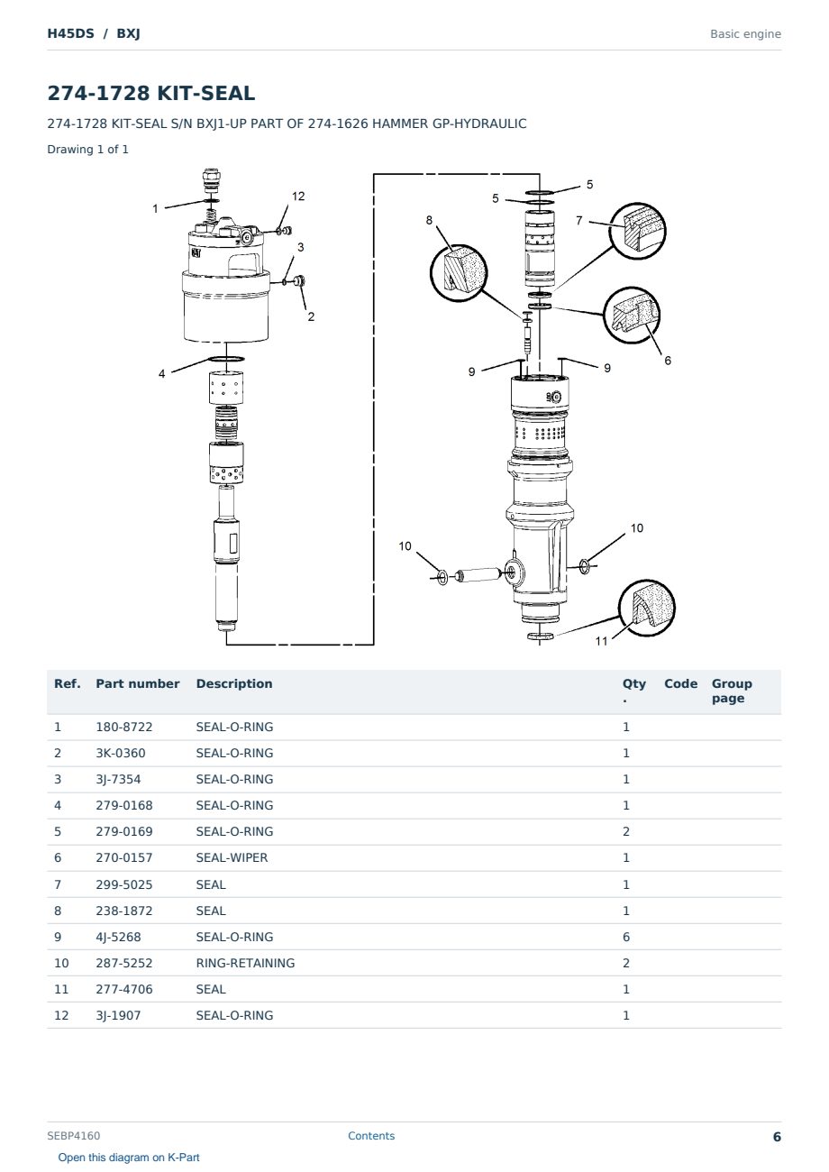 Caterpillar H45DS S/N BXJ Partsbook SEBP4160 (English) - sample page 6 of 10 Caterpillar H45DS S/N BXJ Partsbook SEBP4160 (English) - sample page 6 of 10