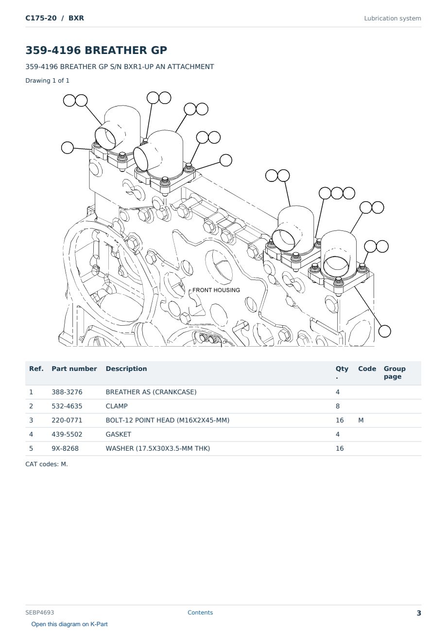 Caterpillar C175-20 S/N BXR Partsbook SEBP4693 (English) - sample page 3 of 10 Caterpillar C175-20 S/N BXR Partsbook SEBP4693 (English) - sample page 3 of 10