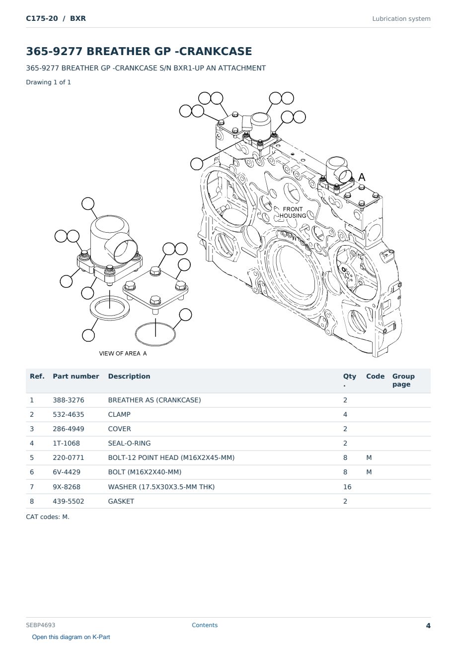 Caterpillar C175-20 S/N BXR Partsbook SEBP4693 (English) - sample page 4 of 10 Caterpillar C175-20 S/N BXR Partsbook SEBP4693 (English) - sample page 4 of 10
