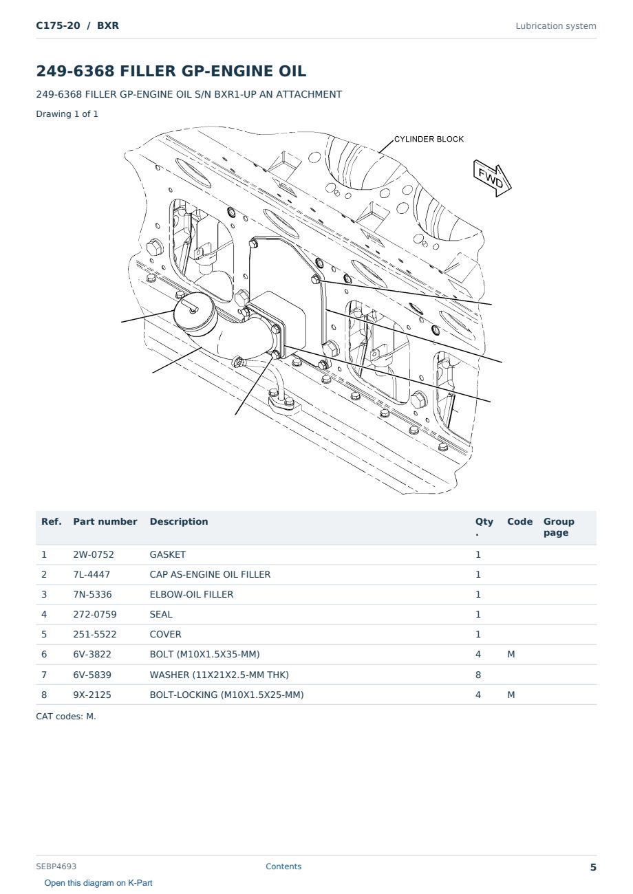 Caterpillar C175-20 S/N BXR Partsbook SEBP4693 (English) - sample page 5 of 10 Caterpillar C175-20 S/N BXR Partsbook SEBP4693 (English) - sample page 5 of 10