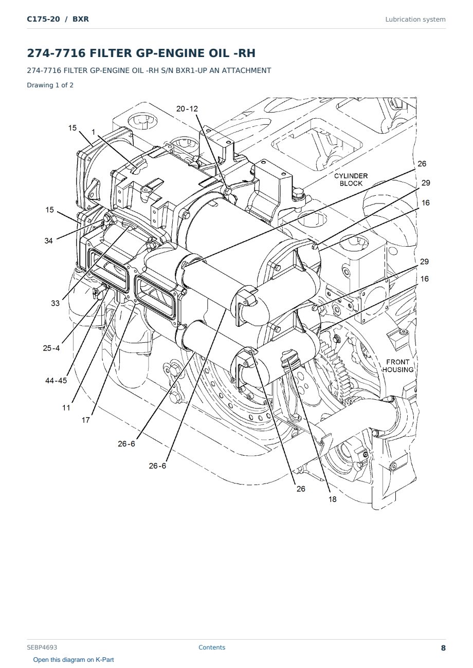 Caterpillar C175-20 S/N BXR Partsbook SEBP4693 (English) - sample page 8 of 10 Caterpillar C175-20 S/N BXR Partsbook SEBP4693 (English) - sample page 8 of 10