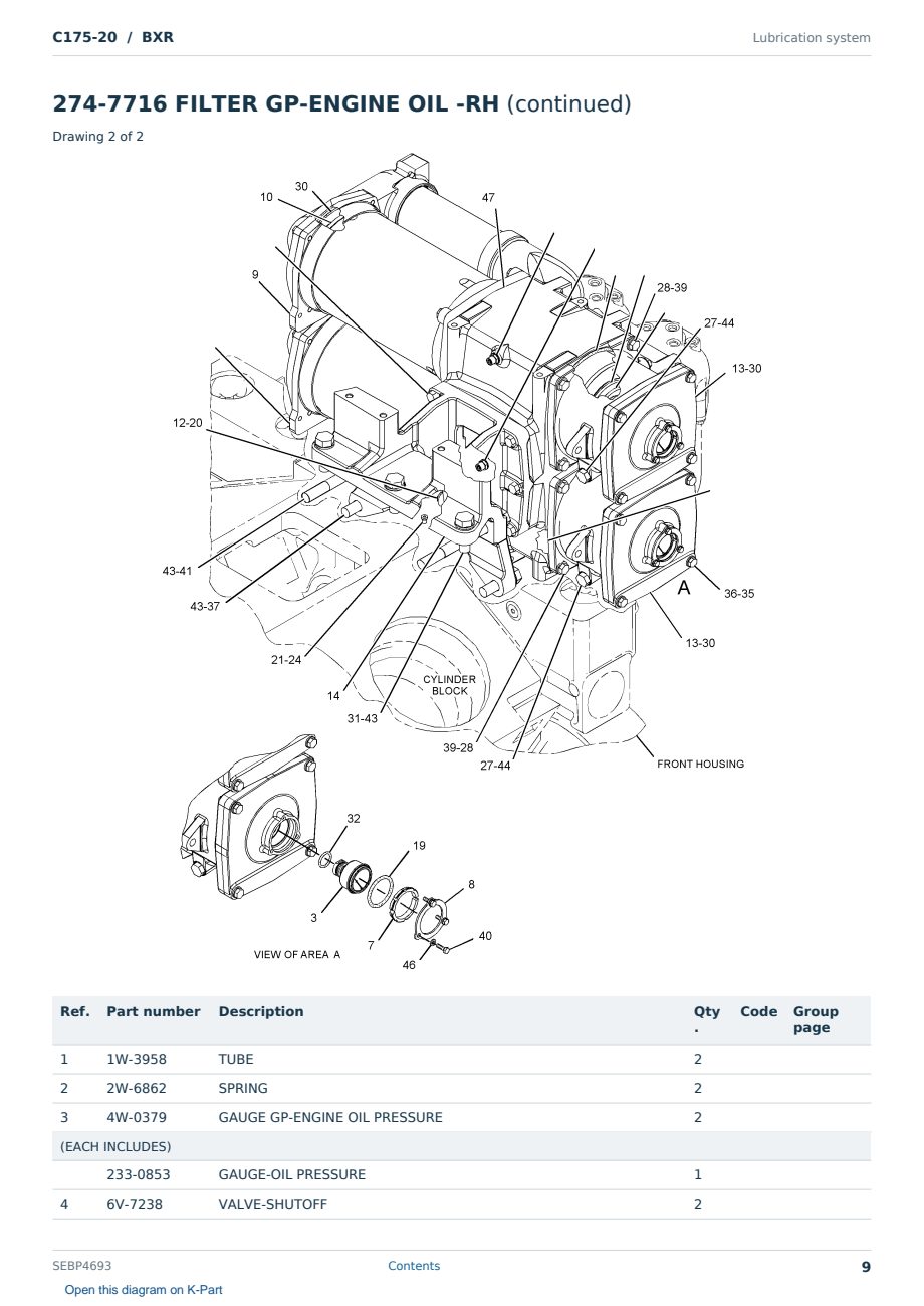 Caterpillar C175-20 S/N BXR Partsbook SEBP4693 (English) - sample page 9 of 10 Caterpillar C175-20 S/N BXR Partsbook SEBP4693 (English) - sample page 9 of 10