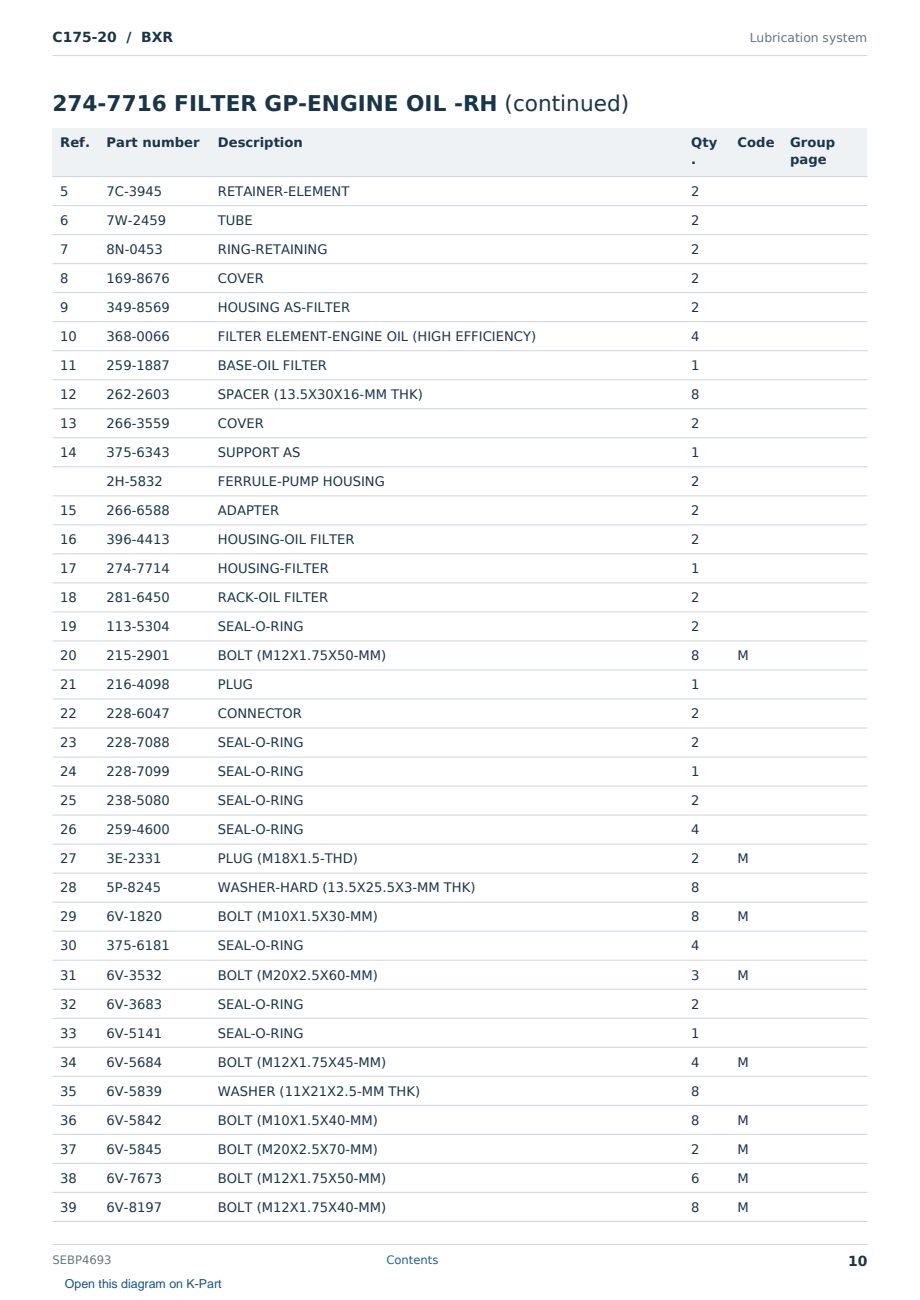 Caterpillar C175-20 S/N BXR Partsbook SEBP4693 (English) - sample page 10 of 10 Caterpillar C175-20 S/N BXR Partsbook SEBP4693 (English) - sample page 10 of 10