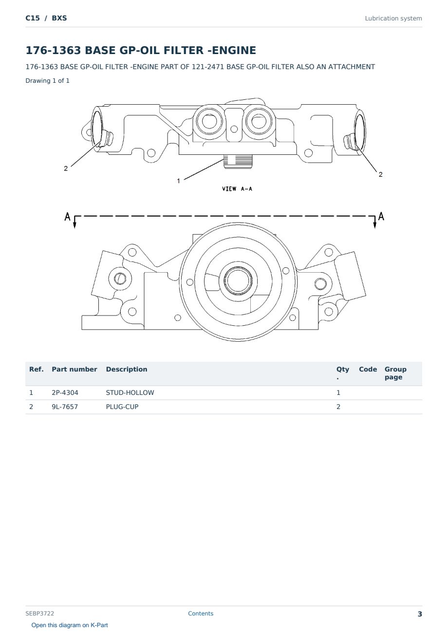 Caterpillar C15 S/N BXS Partsbook SEBP3722 (English) - sample page 3 of 10 Caterpillar C15 S/N BXS Partsbook SEBP3722 (English) - sample page 3 of 10