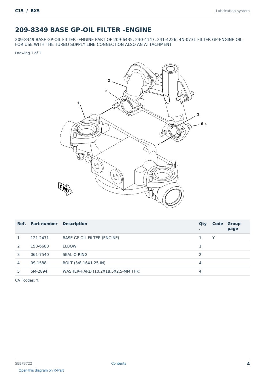 Caterpillar C15 S/N BXS Partsbook SEBP3722 (English) - sample page 4 of 10 Caterpillar C15 S/N BXS Partsbook SEBP3722 (English) - sample page 4 of 10