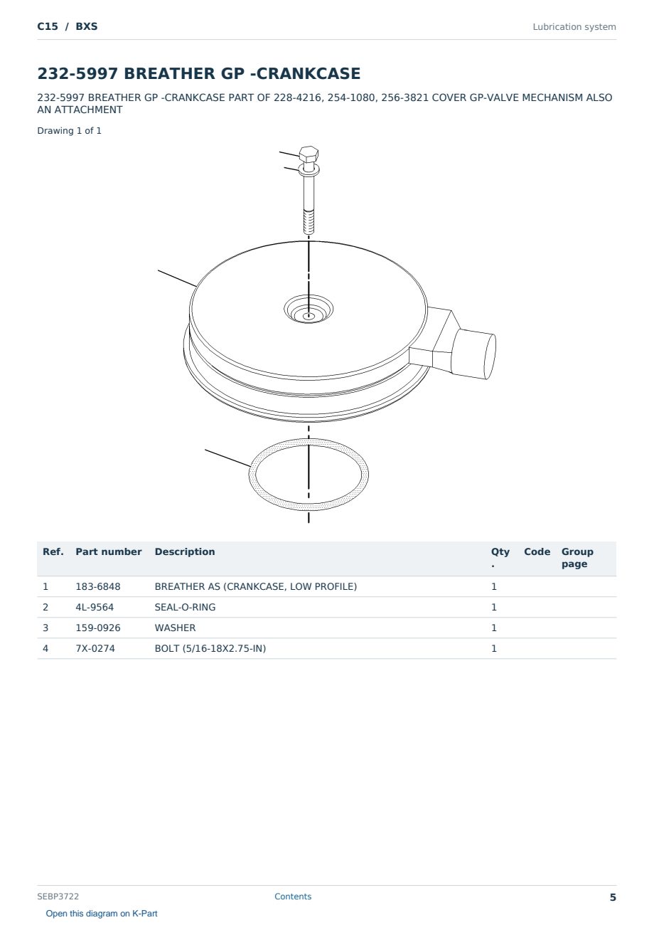 Caterpillar C15 S/N BXS Partsbook SEBP3722 (English) - sample page 5 of 10 Caterpillar C15 S/N BXS Partsbook SEBP3722 (English) - sample page 5 of 10