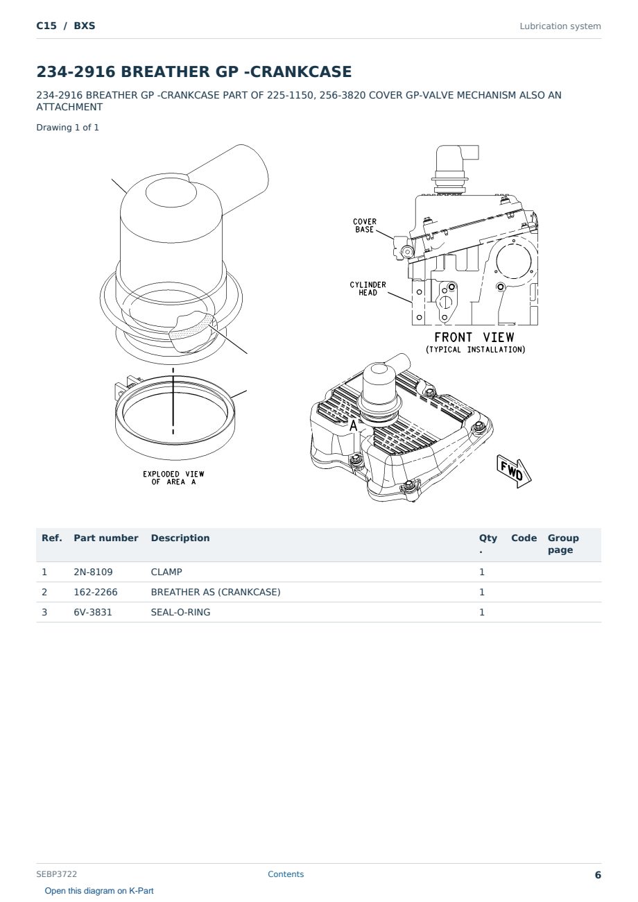 Caterpillar C15 S/N BXS Partsbook SEBP3722 (English) - sample page 6 of 10 Caterpillar C15 S/N BXS Partsbook SEBP3722 (English) - sample page 6 of 10