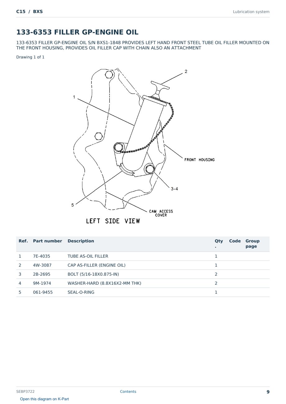 Caterpillar C15 S/N BXS Partsbook SEBP3722 (English) - sample page 9 of 10 Caterpillar C15 S/N BXS Partsbook SEBP3722 (English) - sample page 9 of 10