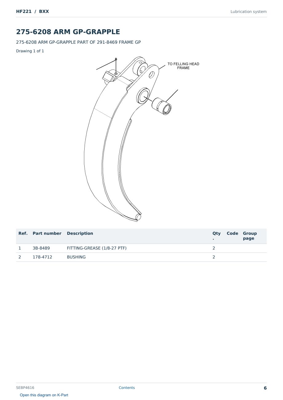 Caterpillar HF221 S/N BXX Partsbook SEBP4616 (English) - sample page 6 of 10 Caterpillar HF221 S/N BXX Partsbook SEBP4616 (English) - sample page 6 of 10