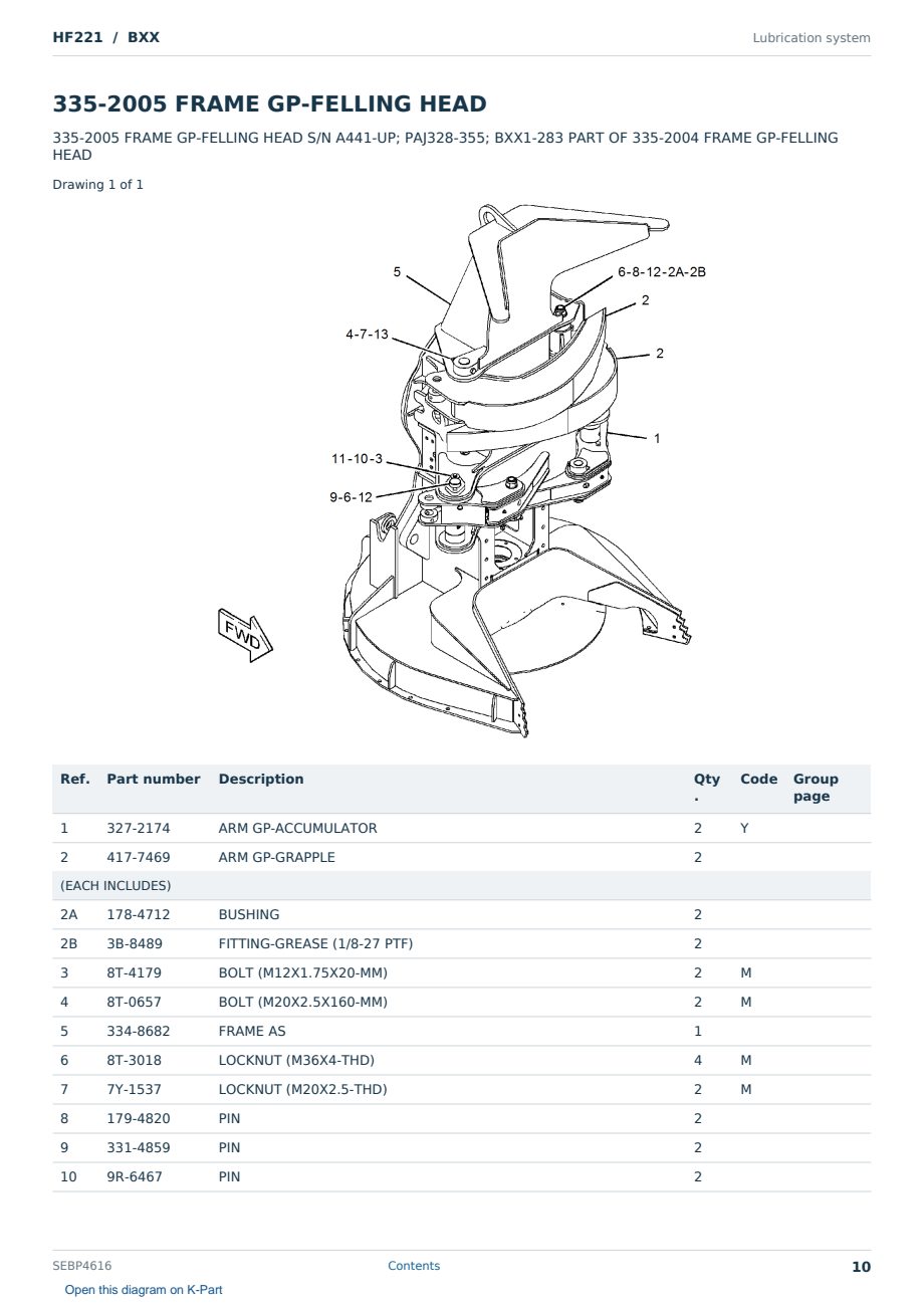 Caterpillar HF221 S/N BXX Partsbook SEBP4616 (English) - sample page 10 of 10 Caterpillar HF221 S/N BXX Partsbook SEBP4616 (English) - sample page 10 of 10