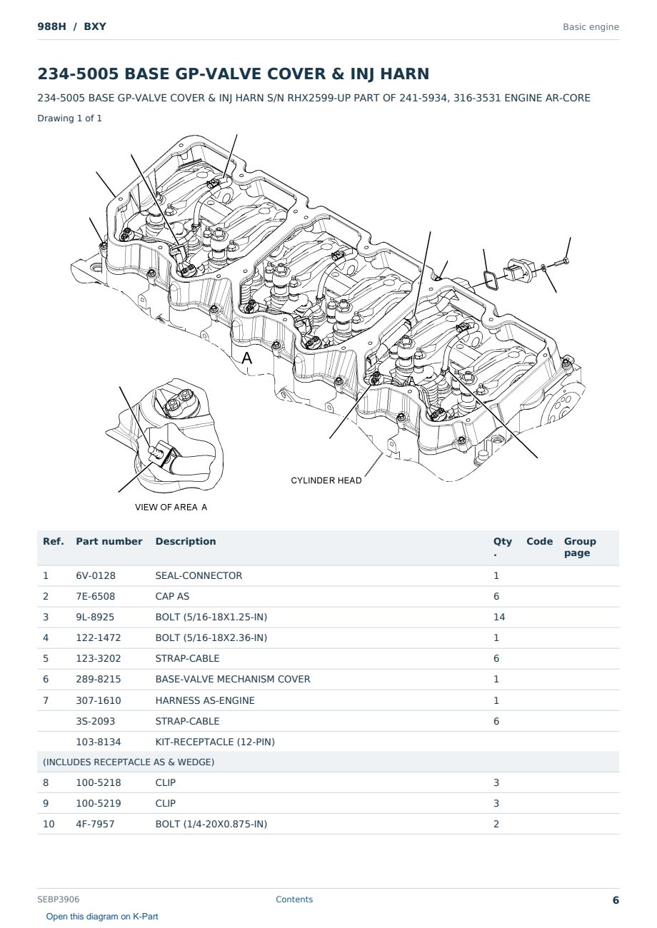 Caterpillar 988H S/N BXY Partsbook SEBP3906 (English) - sample page 6 of 10 Caterpillar 988H S/N BXY Partsbook SEBP3906 (English) - sample page 6 of 10