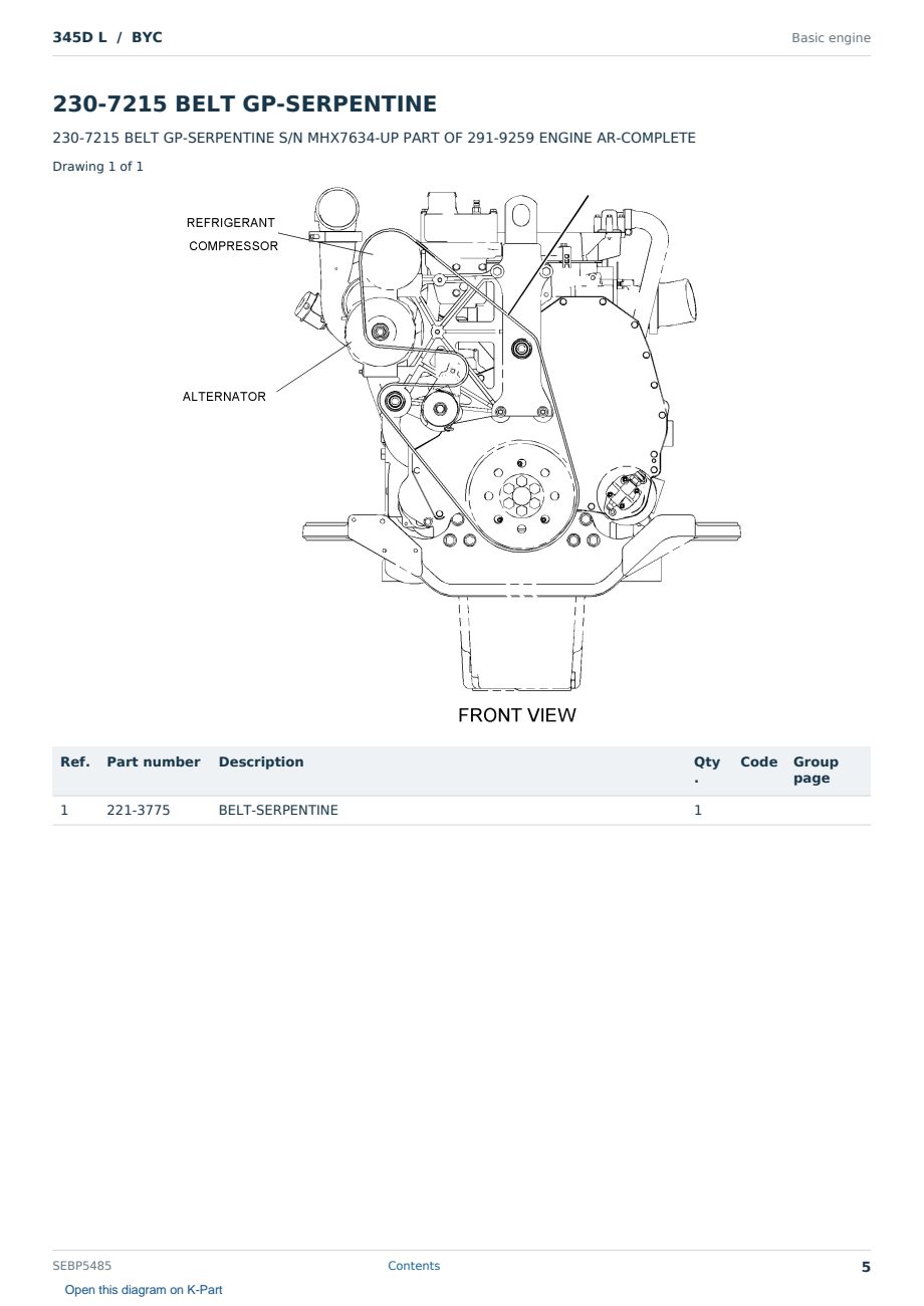 Caterpillar 345D L S/N BYC Partsbook SEBP5485 (English) - sample page 5 of 10 Caterpillar 345D L S/N BYC Partsbook SEBP5485 (English) - sample page 5 of 10