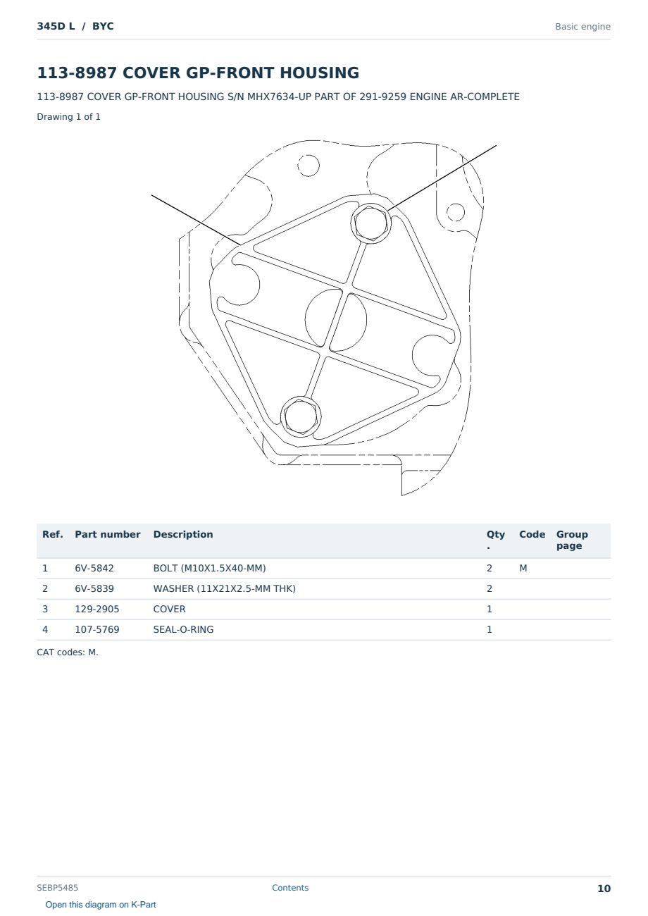 Caterpillar 345D L S/N BYC Partsbook SEBP5485 (English) - sample page 10 of 10 Caterpillar 345D L S/N BYC Partsbook SEBP5485 (English) - sample page 10 of 10