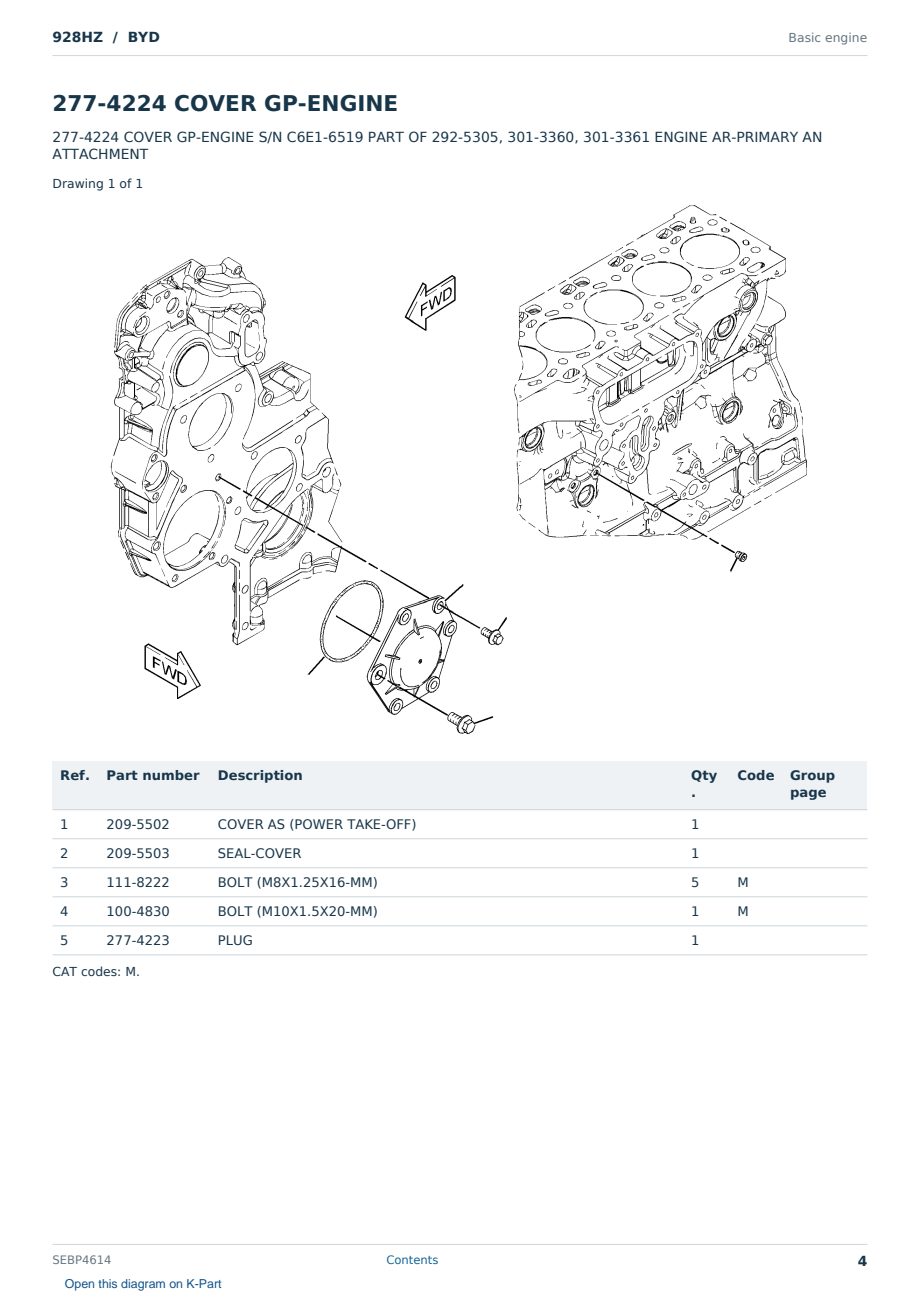 Caterpillar 928HZ S/N BYD Partsbook SEBP4614 (English) - sample page 4 of 10 Caterpillar 928HZ S/N BYD Partsbook SEBP4614 (English) - sample page 4 of 10
