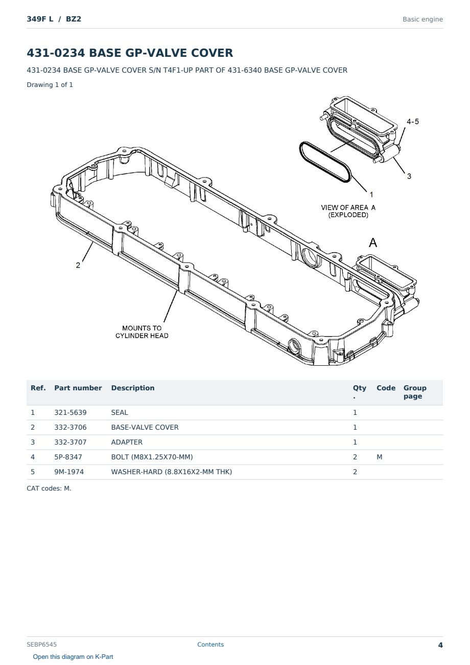 Caterpillar 349F L S/N BZ2 Partsbook SEBP6545 (English) - sample page 4 of 10 Caterpillar 349F L S/N BZ2 Partsbook SEBP6545 (English) - sample page 4 of 10