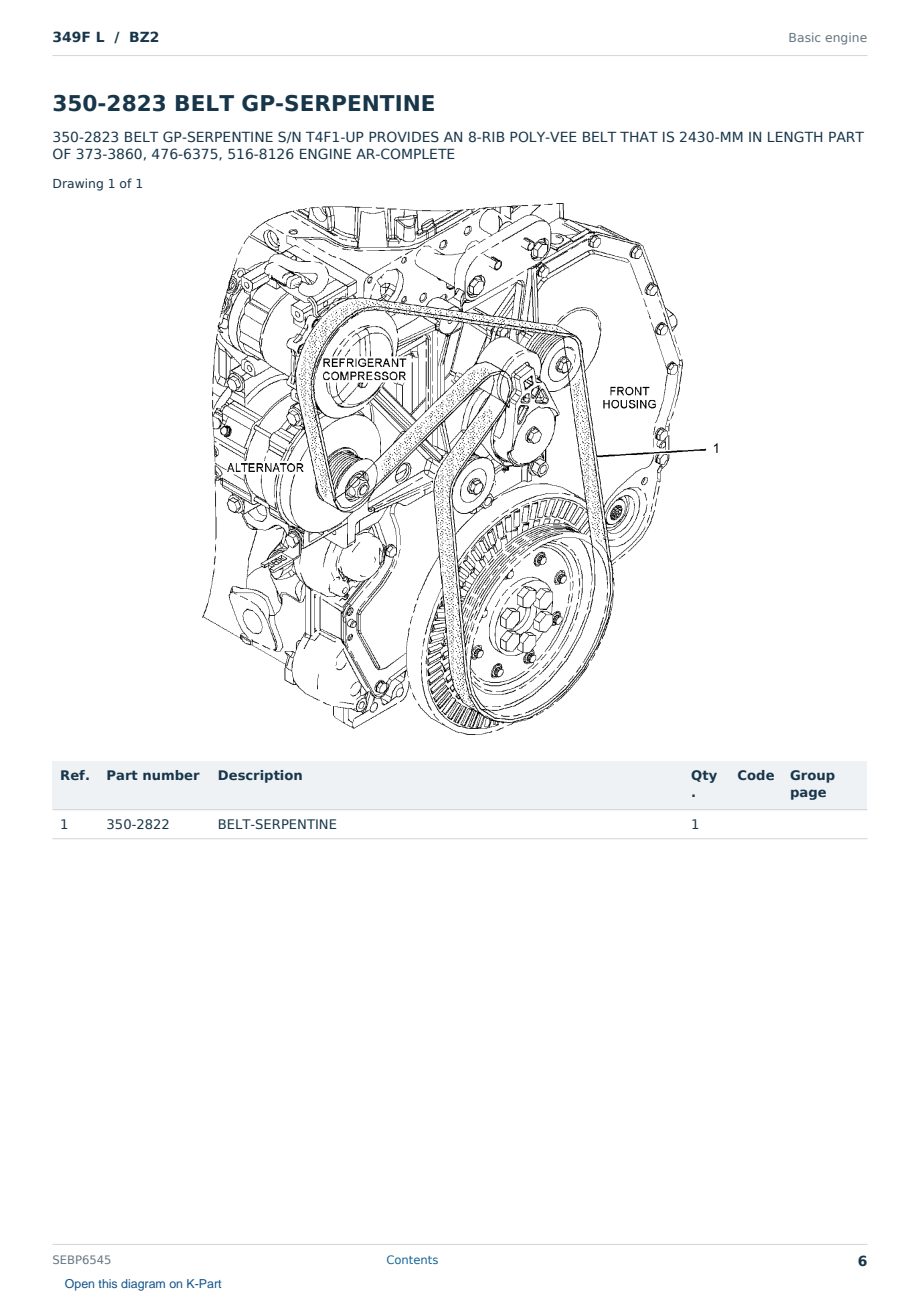 Caterpillar 349F L S/N BZ2 Partsbook SEBP6545 (English) - sample page 6 of 10 Caterpillar 349F L S/N BZ2 Partsbook SEBP6545 (English) - sample page 6 of 10