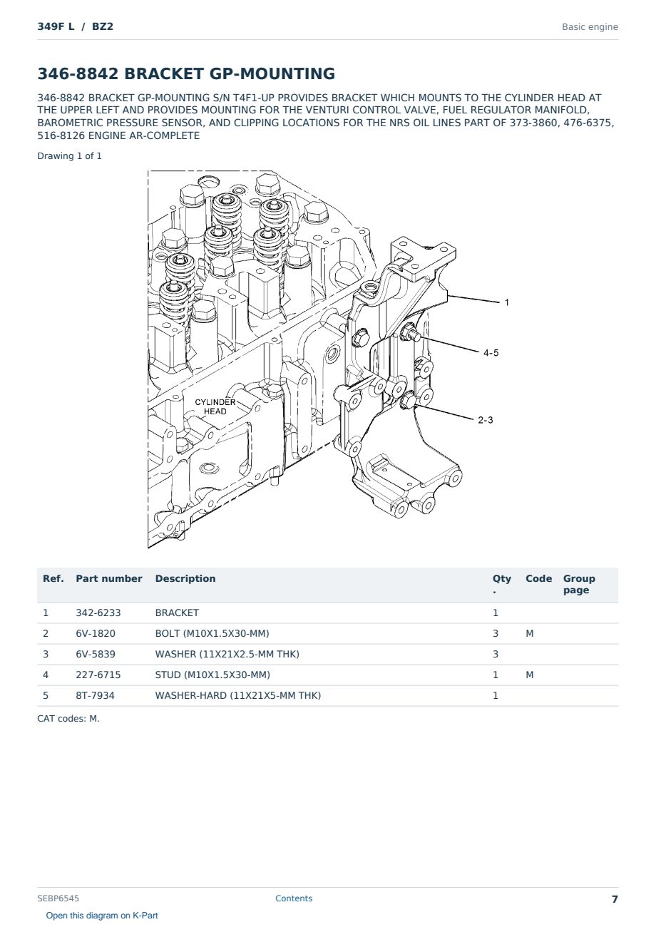 Caterpillar 349F L S/N BZ2 Partsbook SEBP6545 (English) - sample page 7 of 10 Caterpillar 349F L S/N BZ2 Partsbook SEBP6545 (English) - sample page 7 of 10