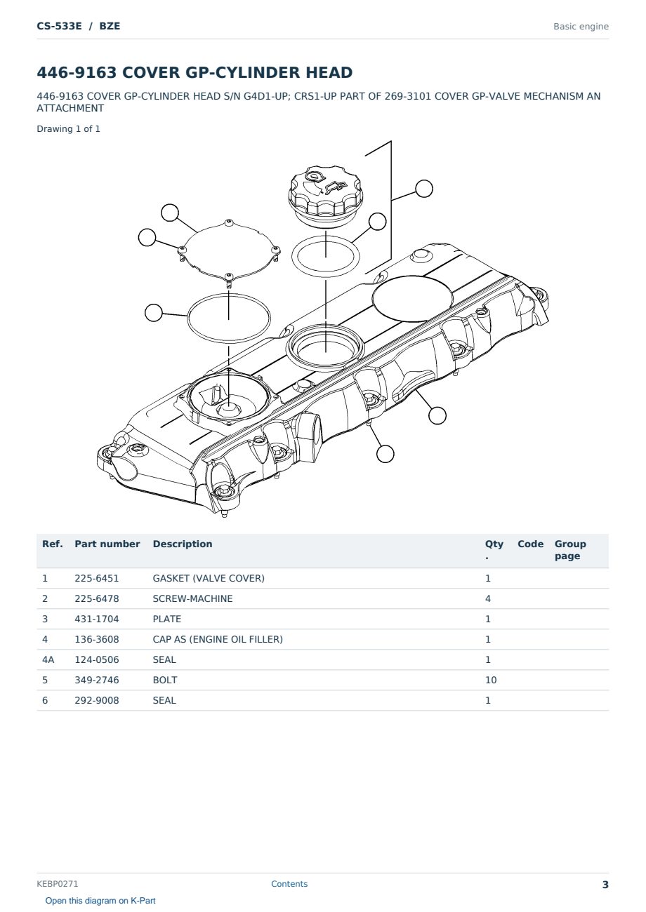 Caterpillar CS-533E S/N BZE Partsbook KEBP0271 (English) - sample page 3 of 10 Caterpillar CS-533E S/N BZE Partsbook KEBP0271 (English) - sample page 3 of 10