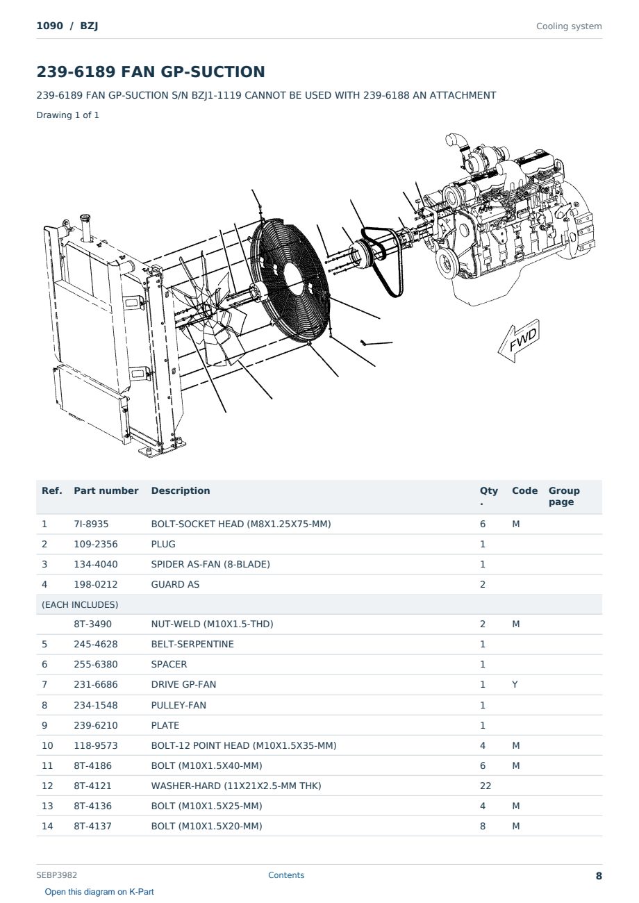 Caterpillar 1090 S/N BZJ Partsbook SEBP3982 (English) - sample page 8 of 10 Caterpillar 1090 S/N BZJ Partsbook SEBP3982 (English) - sample page 8 of 10