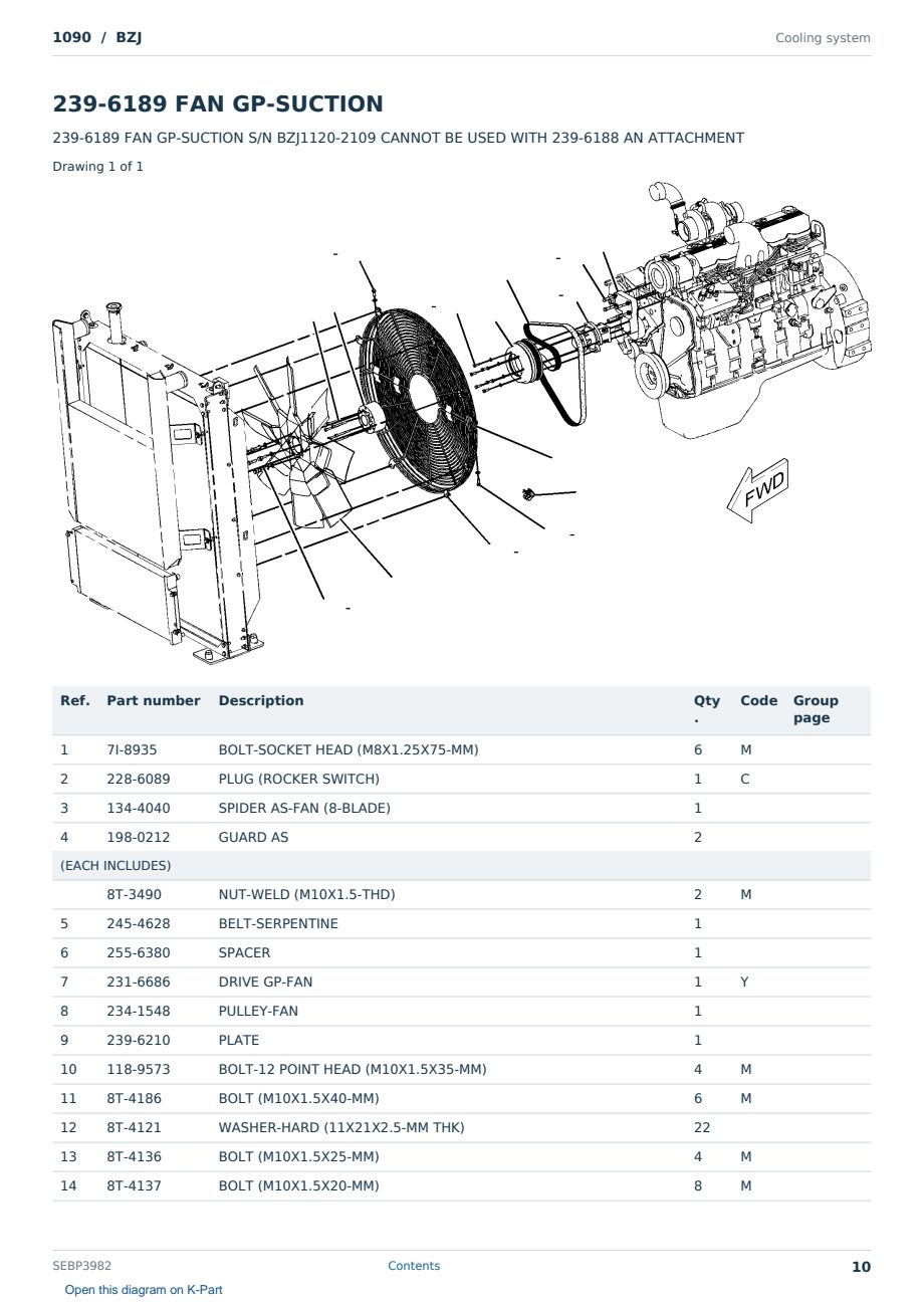 Caterpillar 1090 S/N BZJ Partsbook SEBP3982 (English) - sample page 10 of 10 Caterpillar 1090 S/N BZJ Partsbook SEBP3982 (English) - sample page 10 of 10