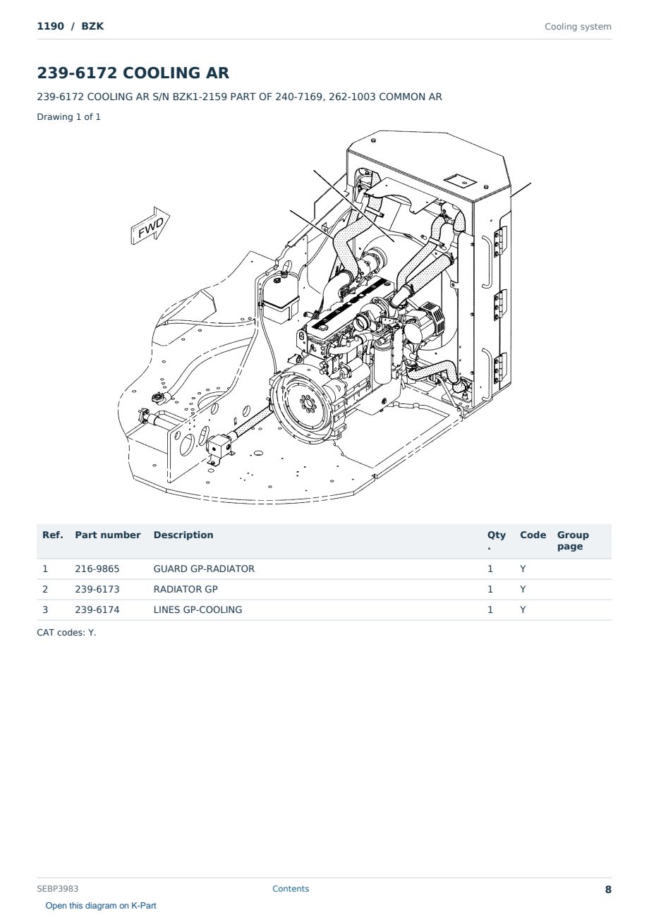 Caterpillar 1190 S/N BZK Partsbook SEBP3983 (English) - sample page 8 of 10 Caterpillar 1190 S/N BZK Partsbook SEBP3983 (English) - sample page 8 of 10