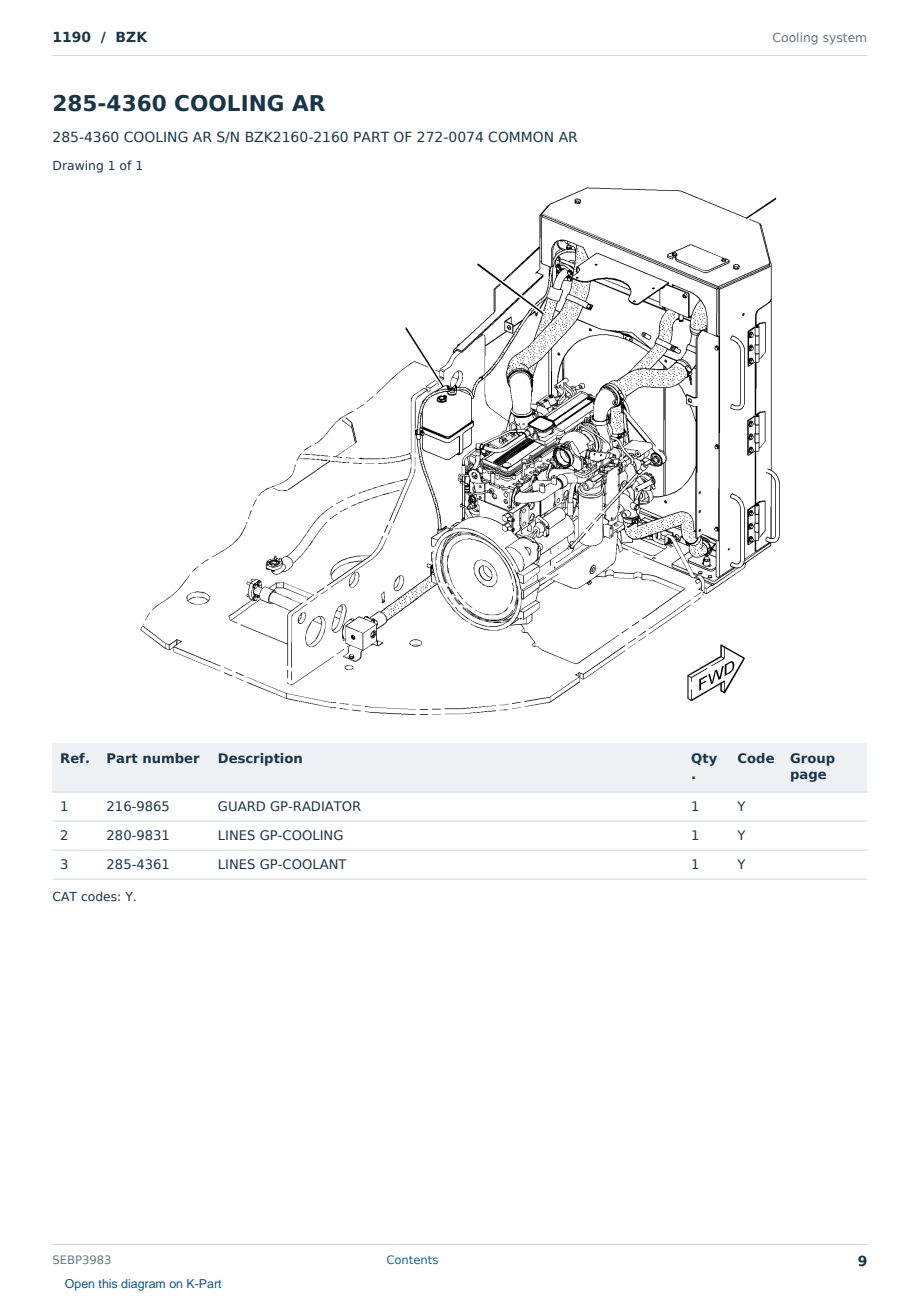 Caterpillar 1190 S/N BZK Partsbook SEBP3983 (English) - sample page 9 of 10 Caterpillar 1190 S/N BZK Partsbook SEBP3983 (English) - sample page 9 of 10