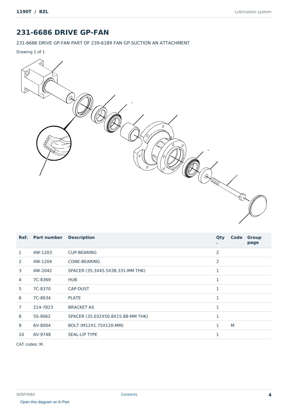 Caterpillar 1190T S/N BZL Partsbook SEBP3984 (English) - sample page 4 of 10 Caterpillar 1190T S/N BZL Partsbook SEBP3984 (English) - sample page 4 of 10