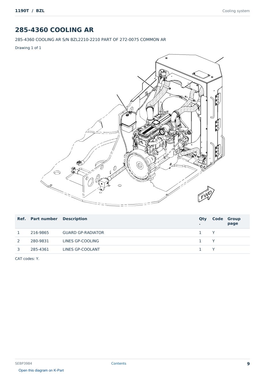Caterpillar 1190T S/N BZL Partsbook SEBP3984 (English) - sample page 9 of 10 Caterpillar 1190T S/N BZL Partsbook SEBP3984 (English) - sample page 9 of 10