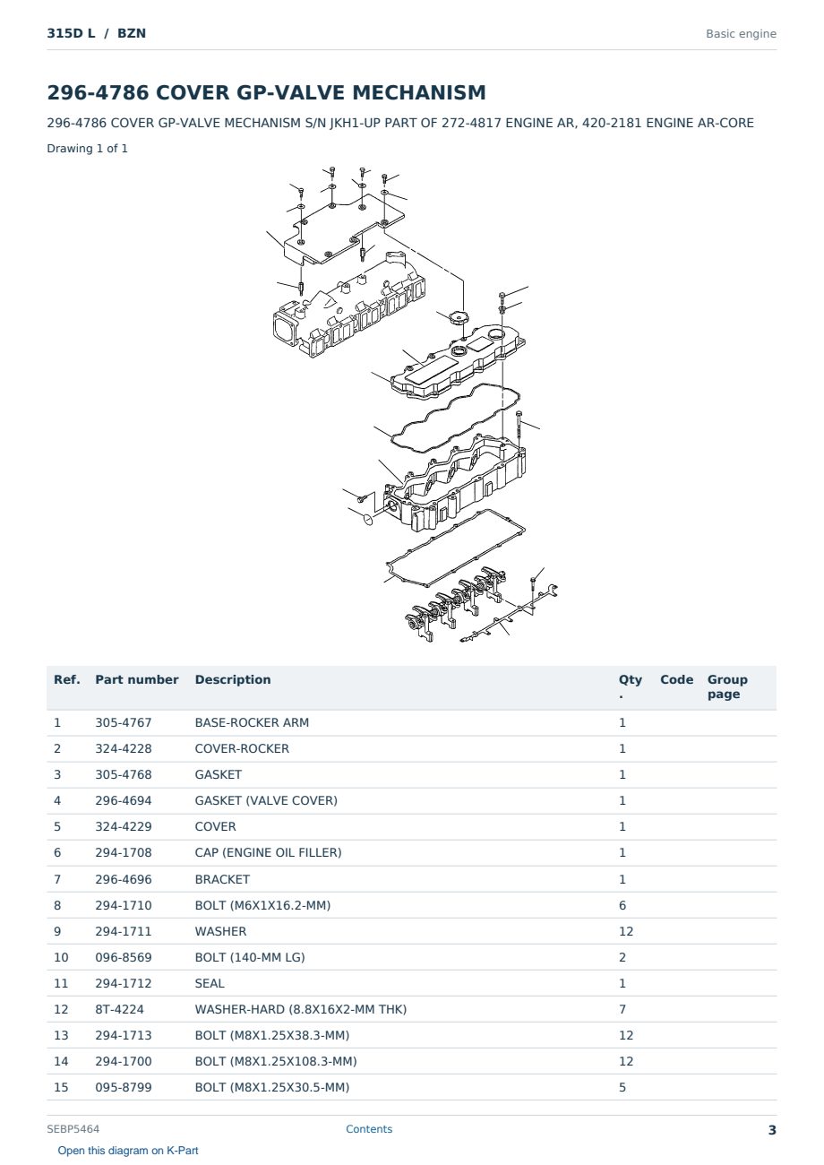Caterpillar 315D L S/N BZN Partsbook SEBP5464 (English) - sample page 3 of 10 Caterpillar 315D L S/N BZN Partsbook SEBP5464 (English) - sample page 3 of 10