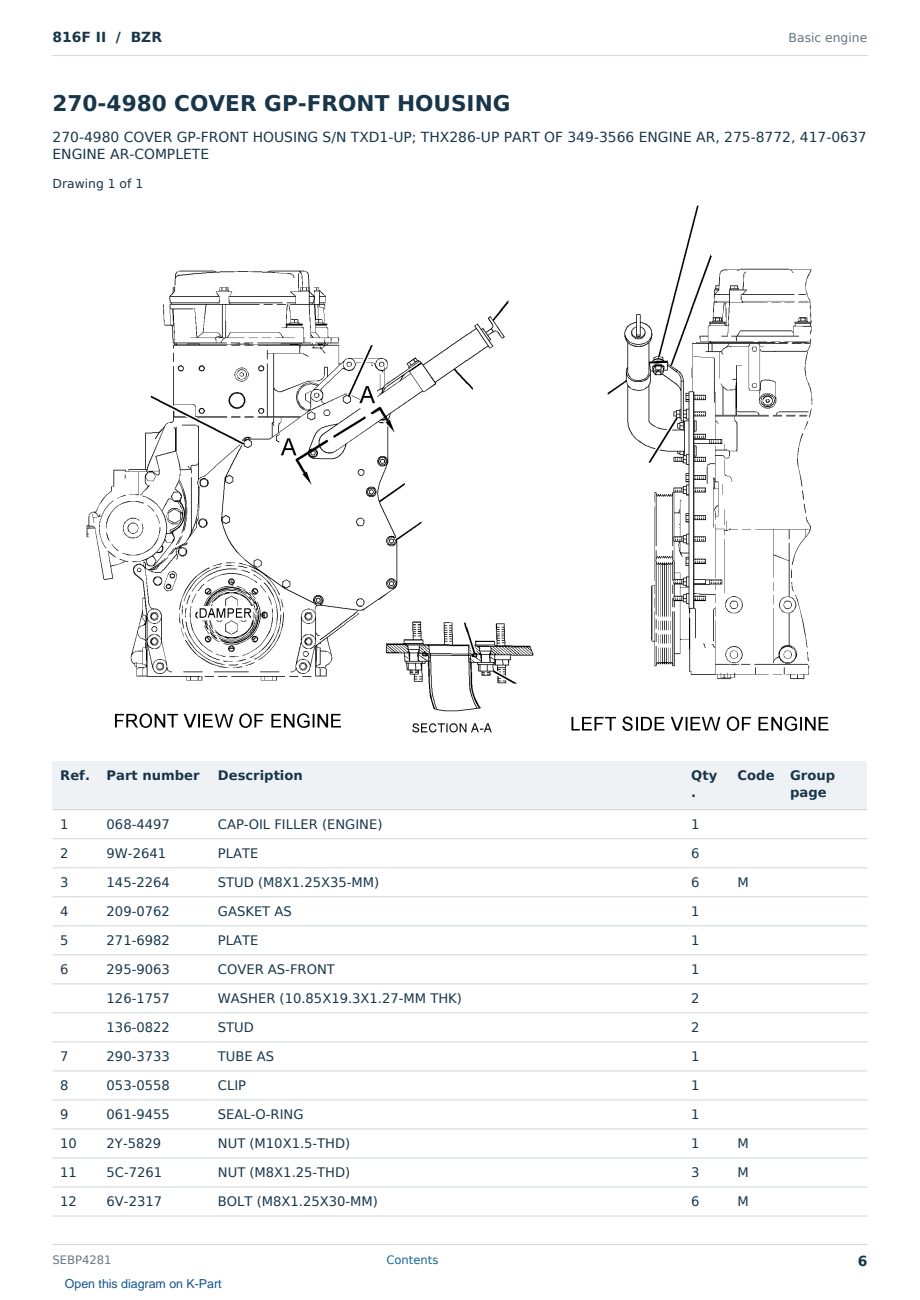 Caterpillar 816F II S/N BZR Partsbook SEBP4281 (English) - sample page 6 of 10 Caterpillar 816F II S/N BZR Partsbook SEBP4281 (English) - sample page 6 of 10