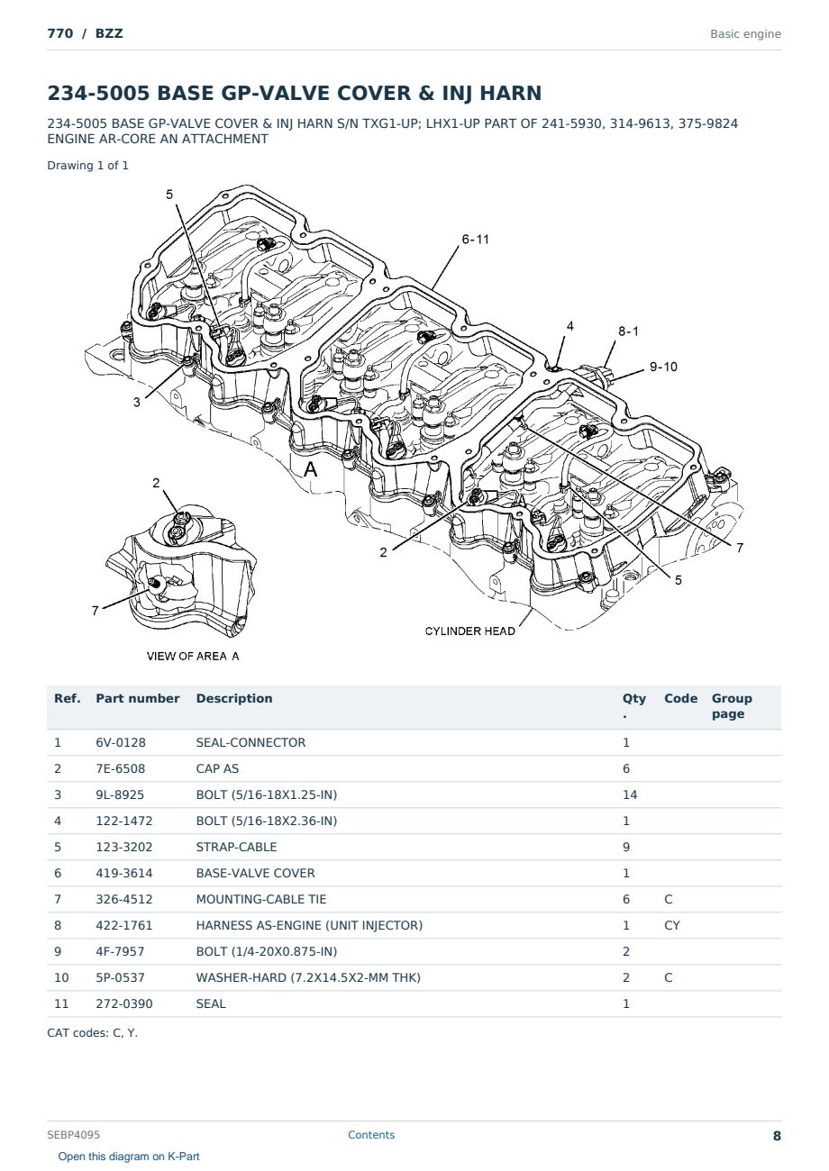 Caterpillar 770 S/N BZZ Partsbook SEBP4095 (English) - sample page 8 of 10 Caterpillar 770 S/N BZZ Partsbook SEBP4095 (English) - sample page 8 of 10