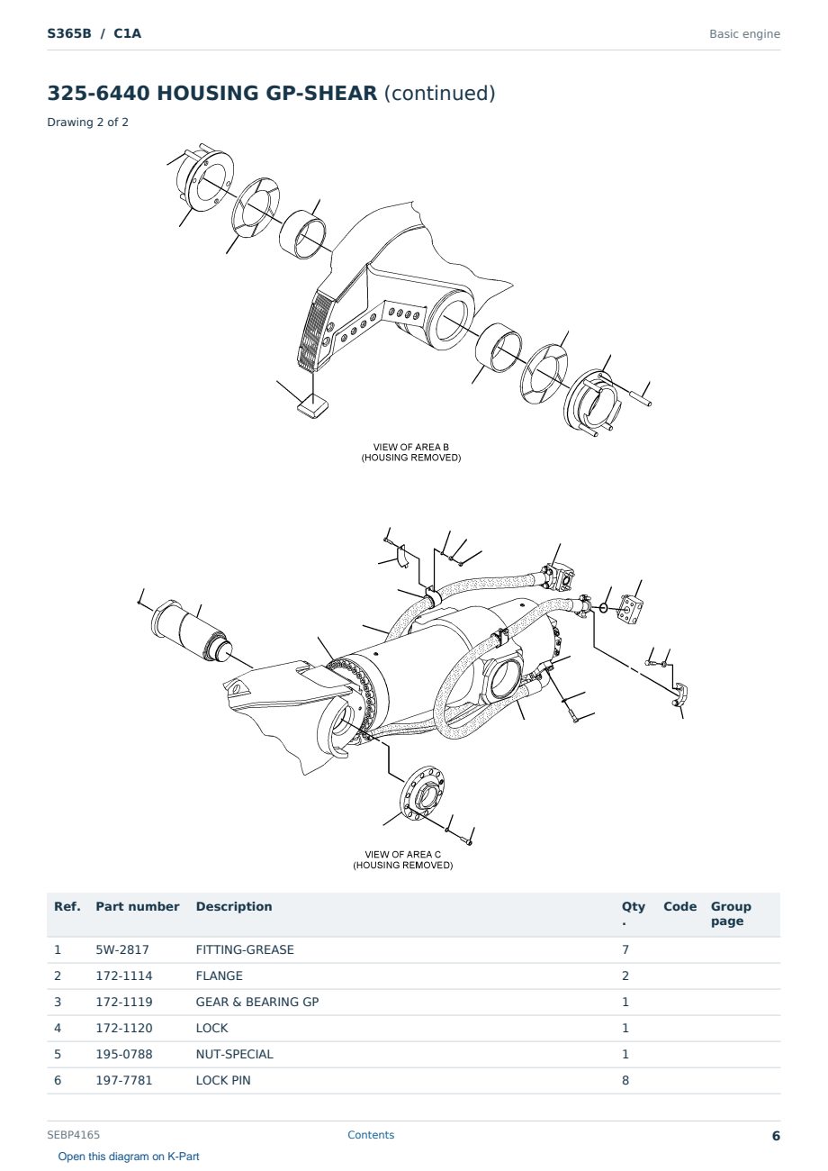 Caterpillar S365B S/N C1A Partsbook SEBP4165 (English) - sample page 6 of 10 Caterpillar S365B S/N C1A Partsbook SEBP4165 (English) - sample page 6 of 10