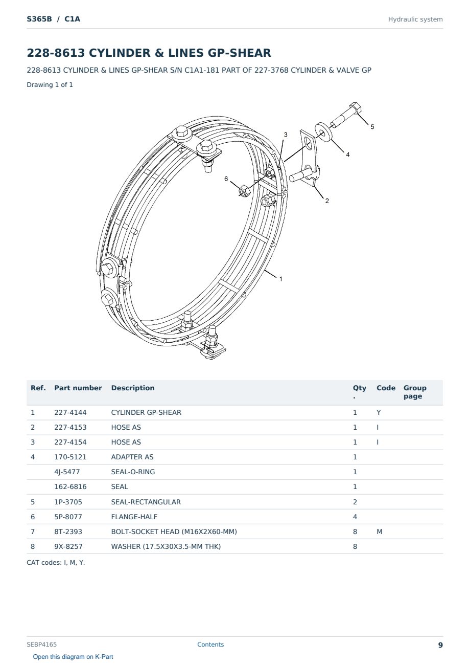Caterpillar S365B S/N C1A Partsbook SEBP4165 (English) - sample page 9 of 10 Caterpillar S365B S/N C1A Partsbook SEBP4165 (English) - sample page 9 of 10