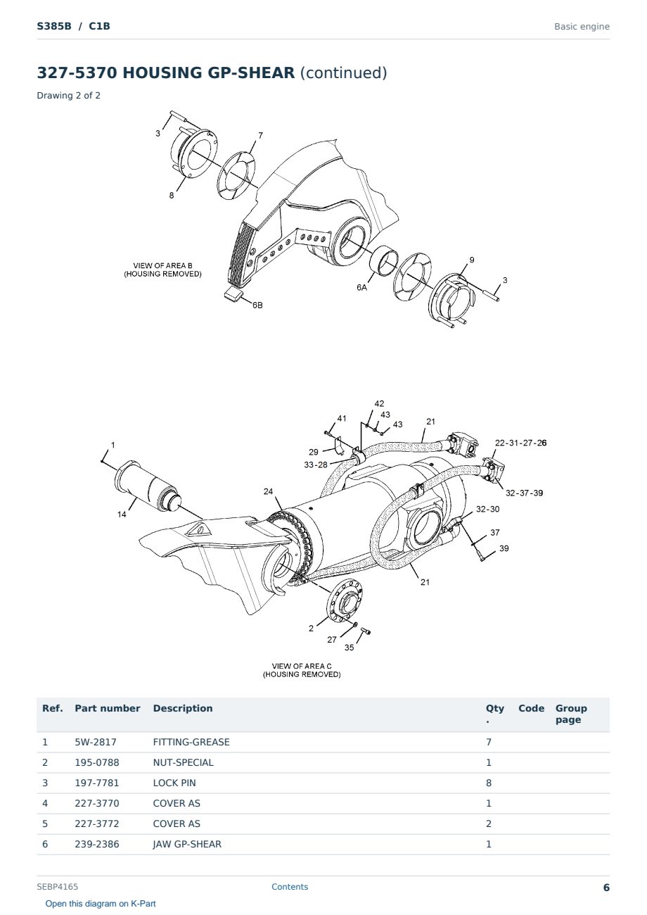 Caterpillar S385B S/N C1B Partsbook SEBP4165 (English) - sample page 6 of 10 Caterpillar S385B S/N C1B Partsbook SEBP4165 (English) - sample page 6 of 10