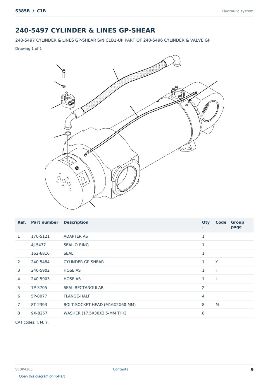 Caterpillar S385B S/N C1B Partsbook SEBP4165 (English) - sample page 9 of 10 Caterpillar S385B S/N C1B Partsbook SEBP4165 (English) - sample page 9 of 10