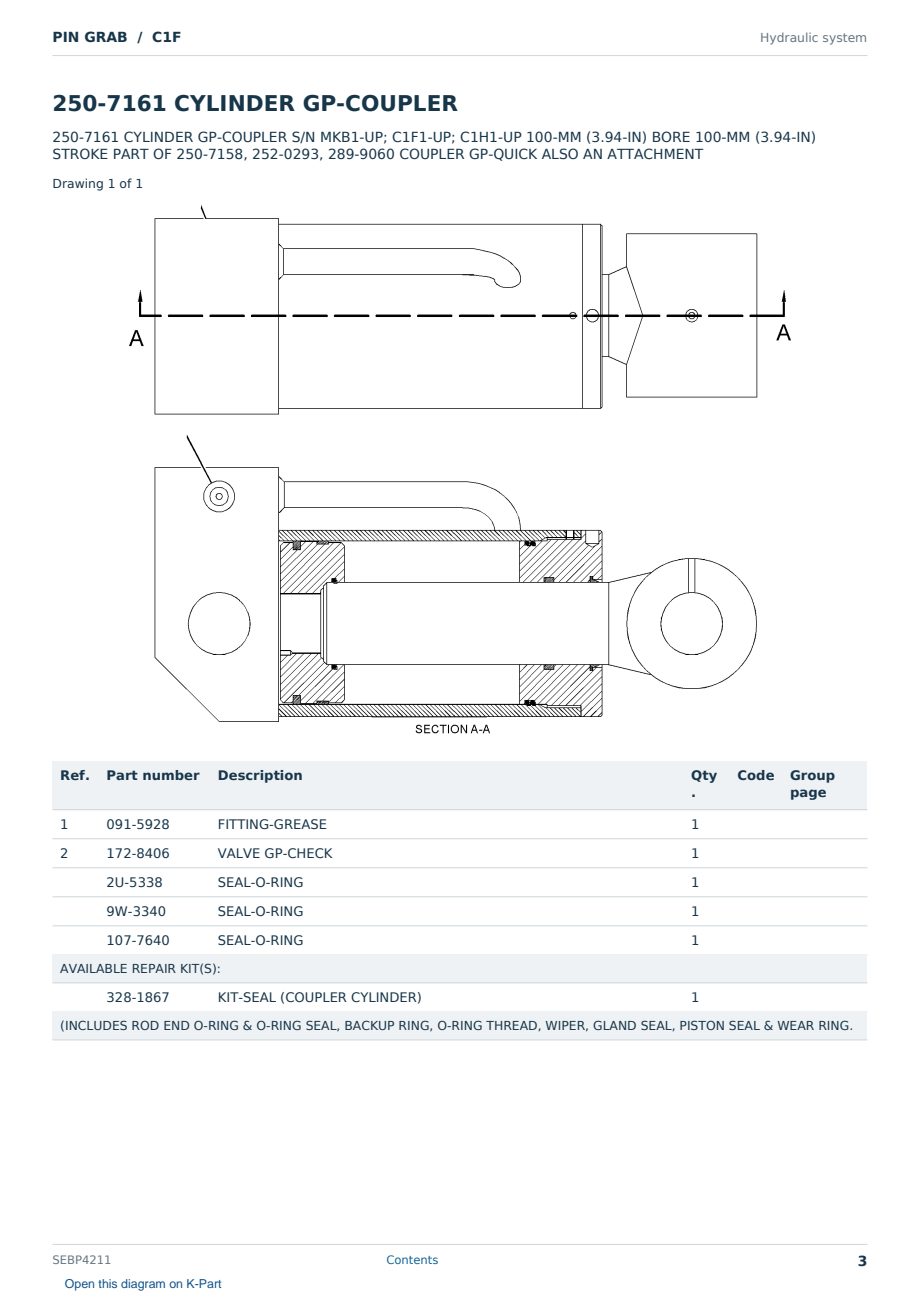 Caterpillar PIN GRAB S/N C1F Partsbook SEBP4211 (English) - sample page 3 of 10 Caterpillar PIN GRAB S/N C1F Partsbook SEBP4211 (English) - sample page 3 of 10