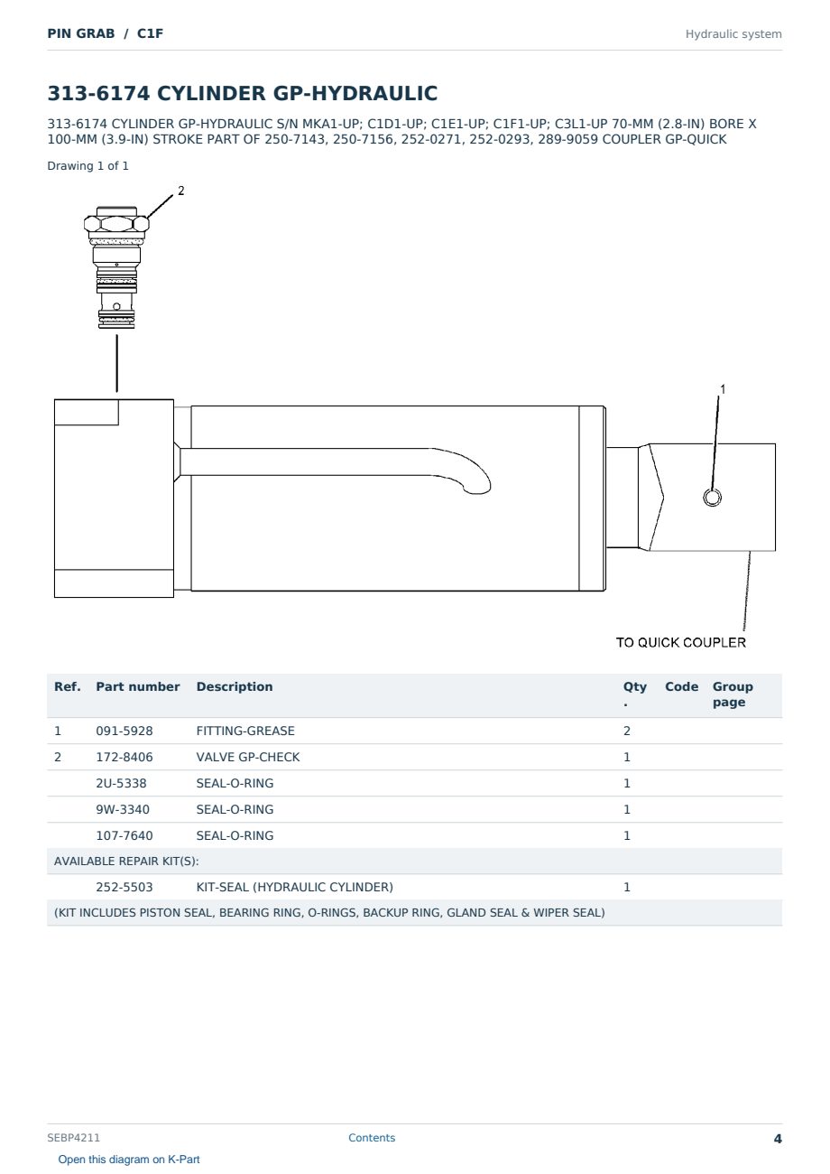 Caterpillar PIN GRAB S/N C1F Partsbook SEBP4211 (English) - sample page 4 of 10 Caterpillar PIN GRAB S/N C1F Partsbook SEBP4211 (English) - sample page 4 of 10