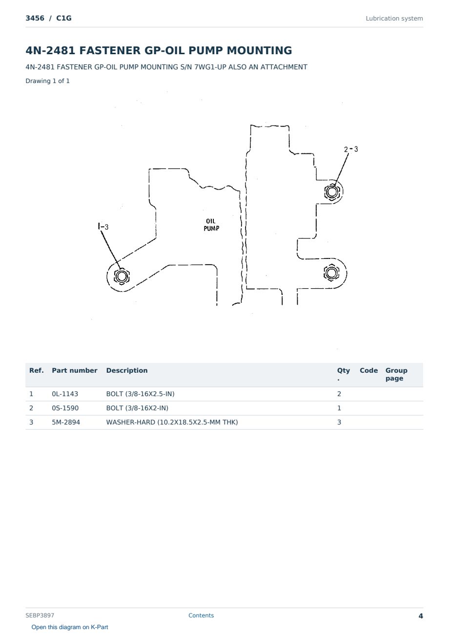 Caterpillar 3456 S/N C1G Partsbook SEBP3897 (English) - sample page 4 of 10 Caterpillar 3456 S/N C1G Partsbook SEBP3897 (English) - sample page 4 of 10
