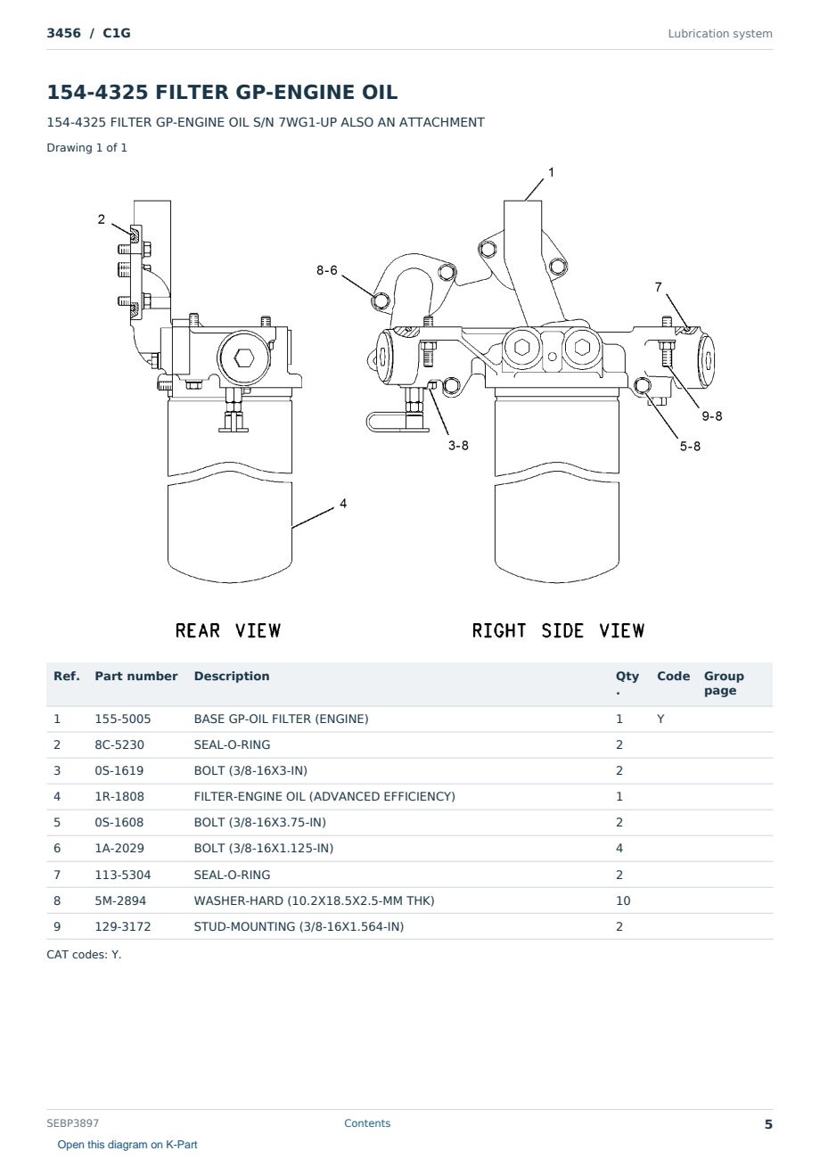 Caterpillar 3456 S/N C1G Partsbook SEBP3897 (English) - sample page 5 of 10 Caterpillar 3456 S/N C1G Partsbook SEBP3897 (English) - sample page 5 of 10
