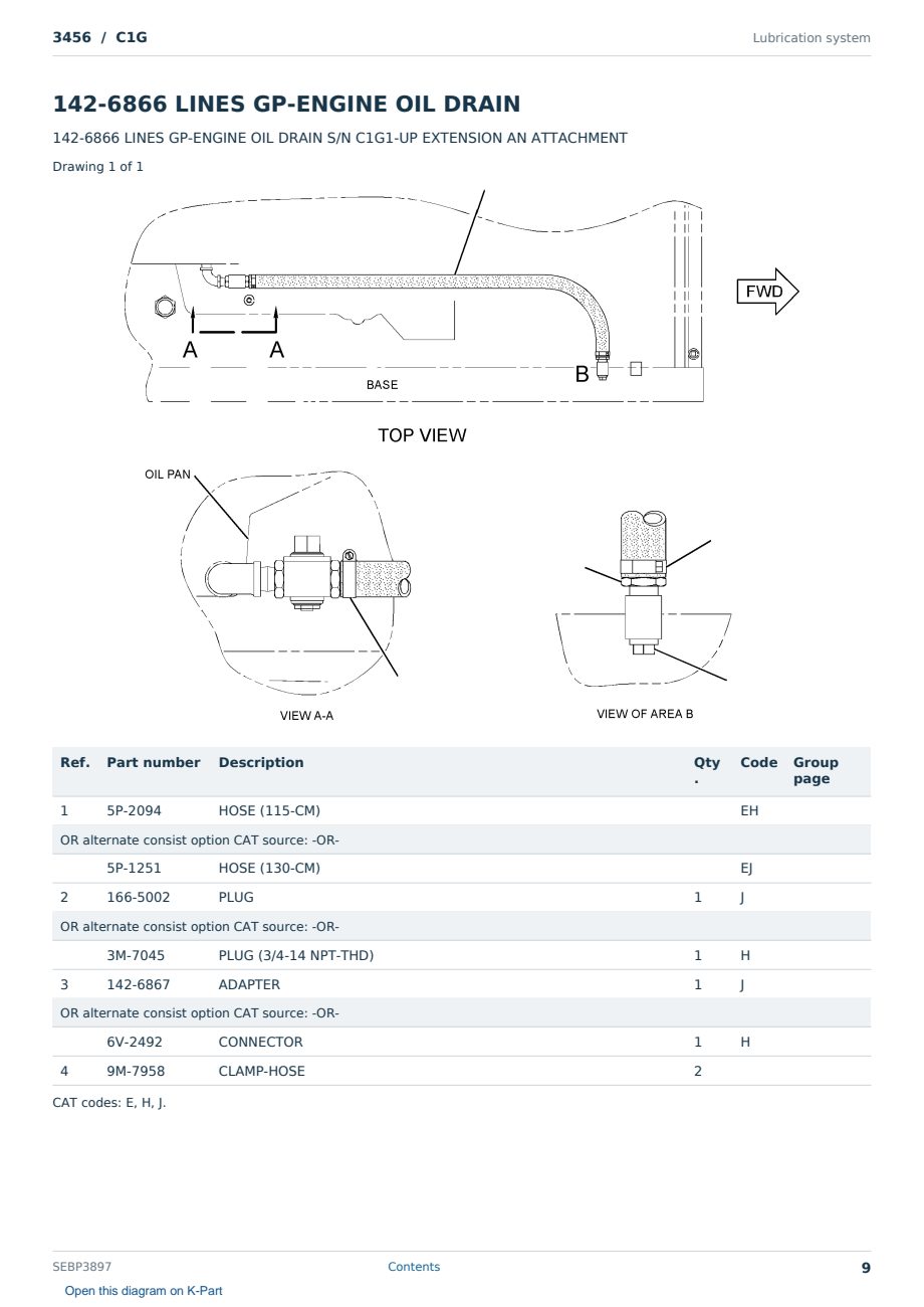 Caterpillar 3456 S/N C1G Partsbook SEBP3897 (English) - sample page 9 of 10 Caterpillar 3456 S/N C1G Partsbook SEBP3897 (English) - sample page 9 of 10