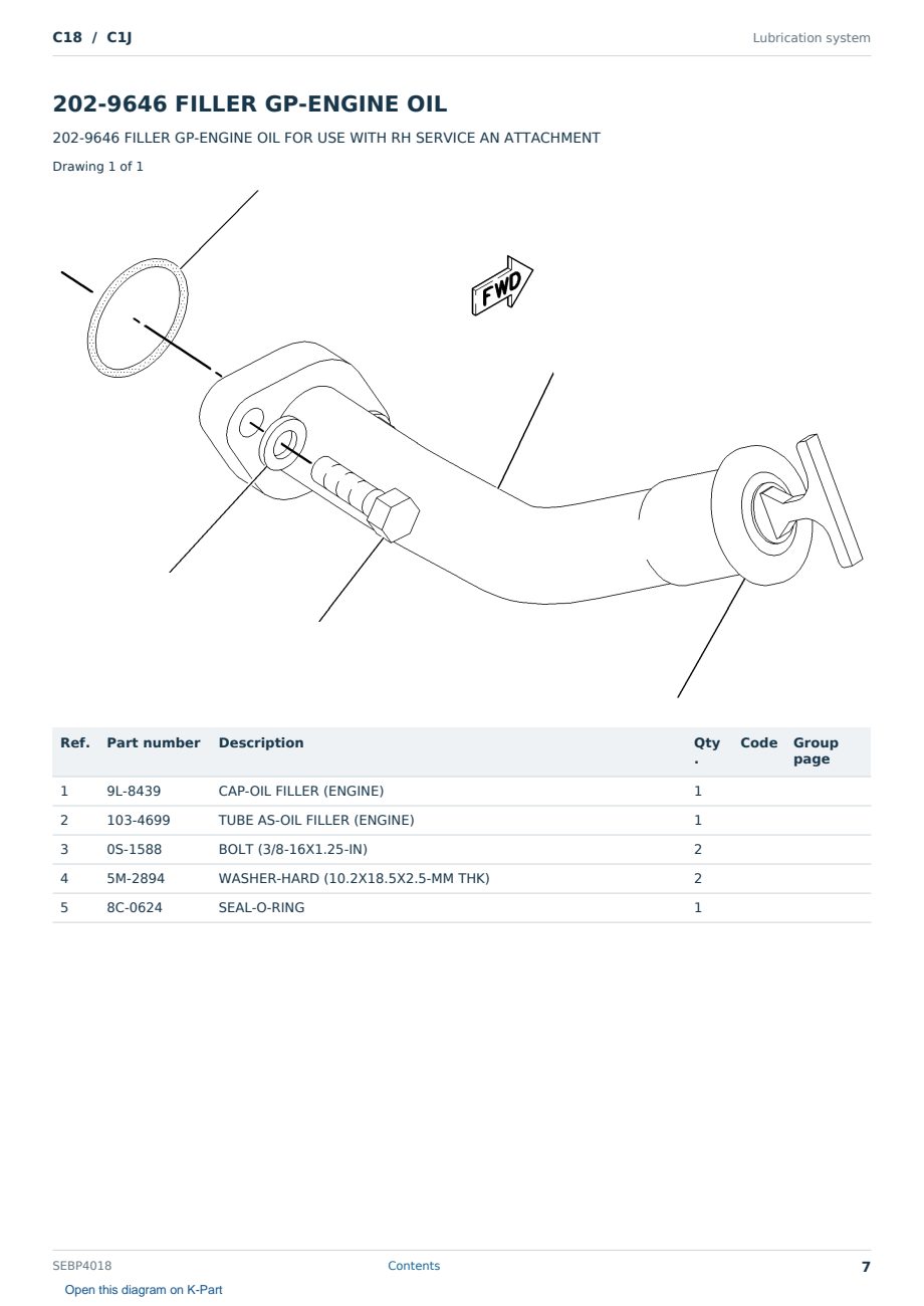 Caterpillar C18 S/N C1J Partsbook SEBP4018 (English) - sample page 7 of 10 Caterpillar C18 S/N C1J Partsbook SEBP4018 (English) - sample page 7 of 10