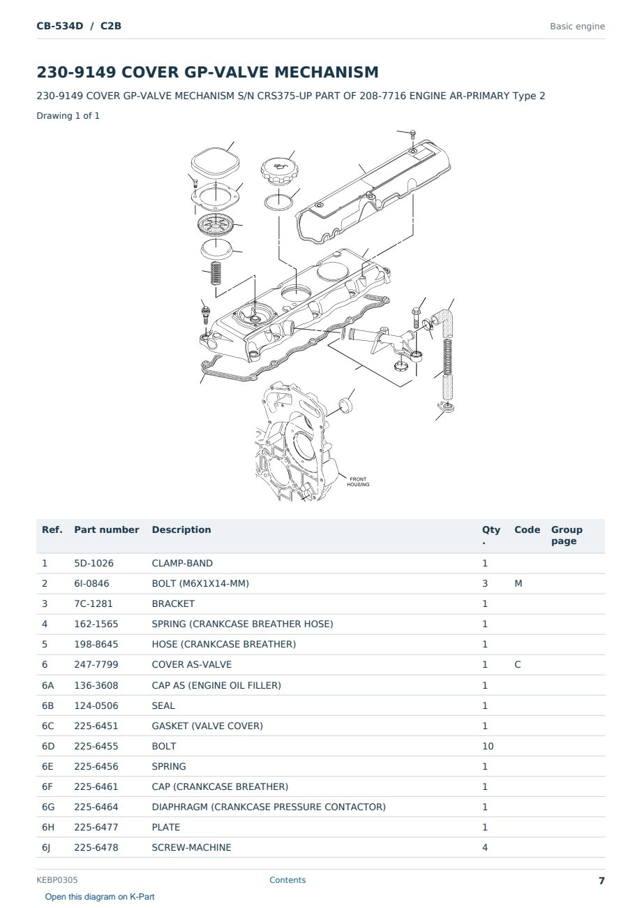 Caterpillar CB-534D S/N C2B Partsbook KEBP0305 (English) - sample page 7 of 10 Caterpillar CB-534D S/N C2B Partsbook KEBP0305 (English) - sample page 7 of 10