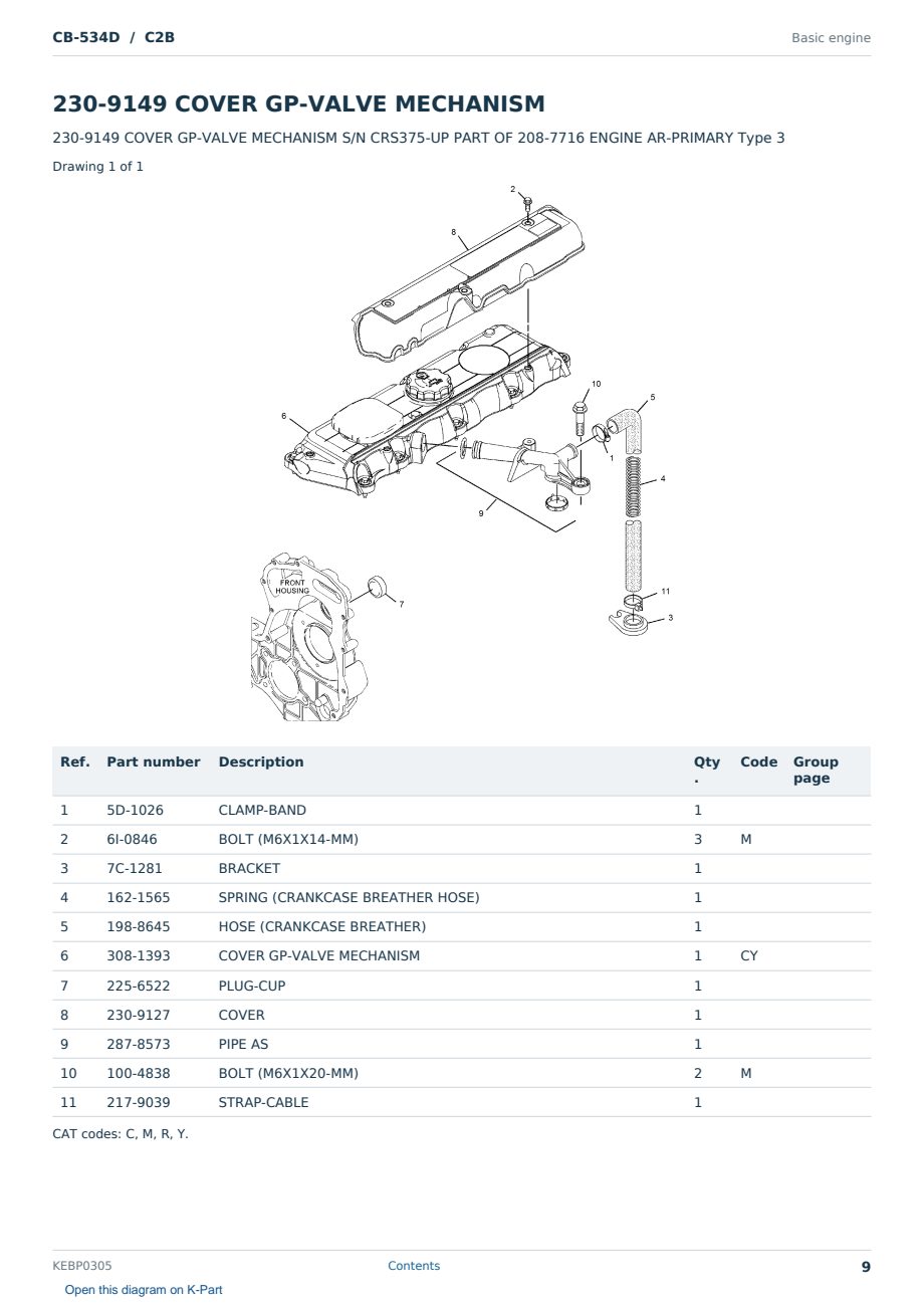 Caterpillar CB-534D S/N C2B Partsbook KEBP0305 (English) - sample page 9 of 10 Caterpillar CB-534D S/N C2B Partsbook KEBP0305 (English) - sample page 9 of 10